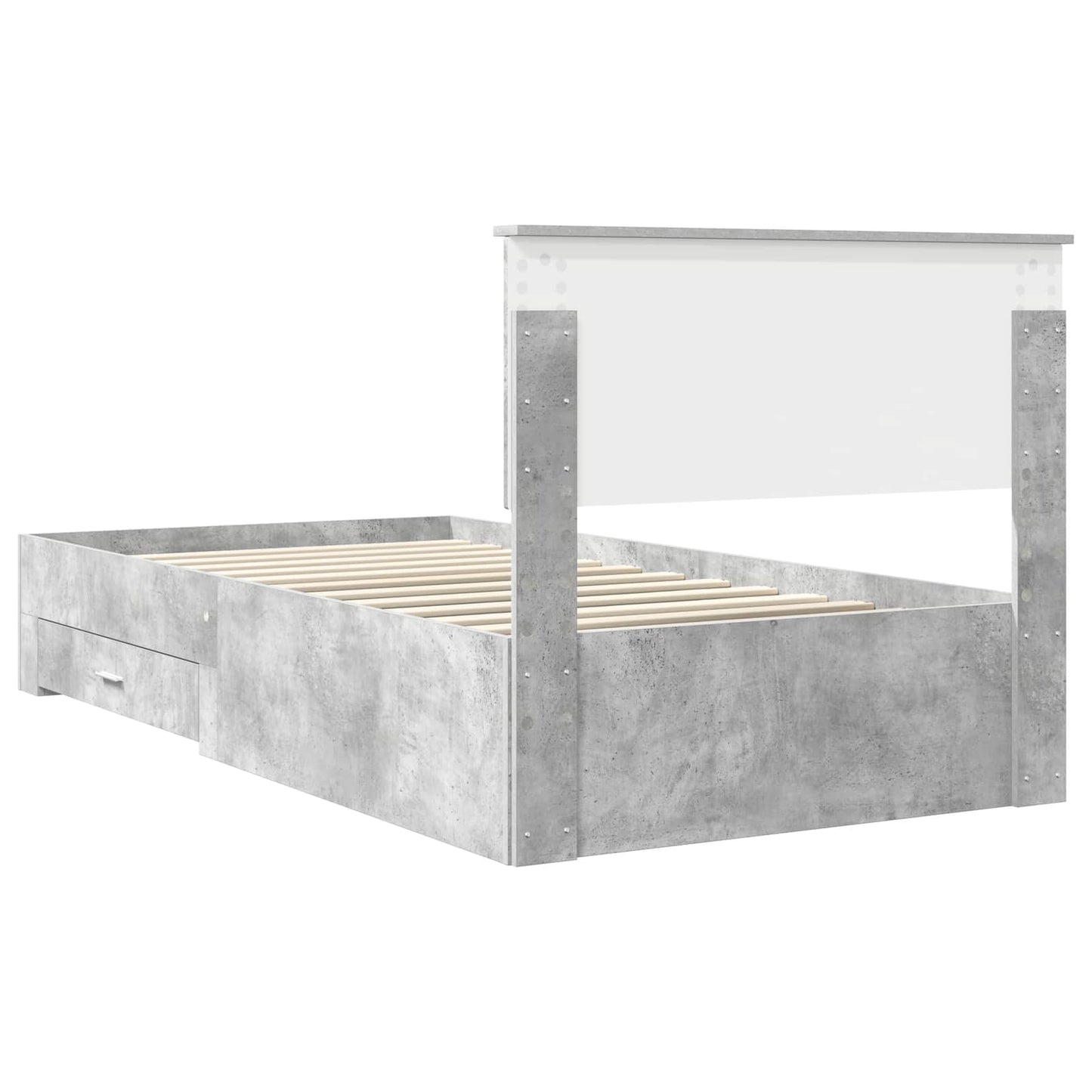 Sengestamme med skuff Betonggrå 100 x 200 cm Konstruert tre