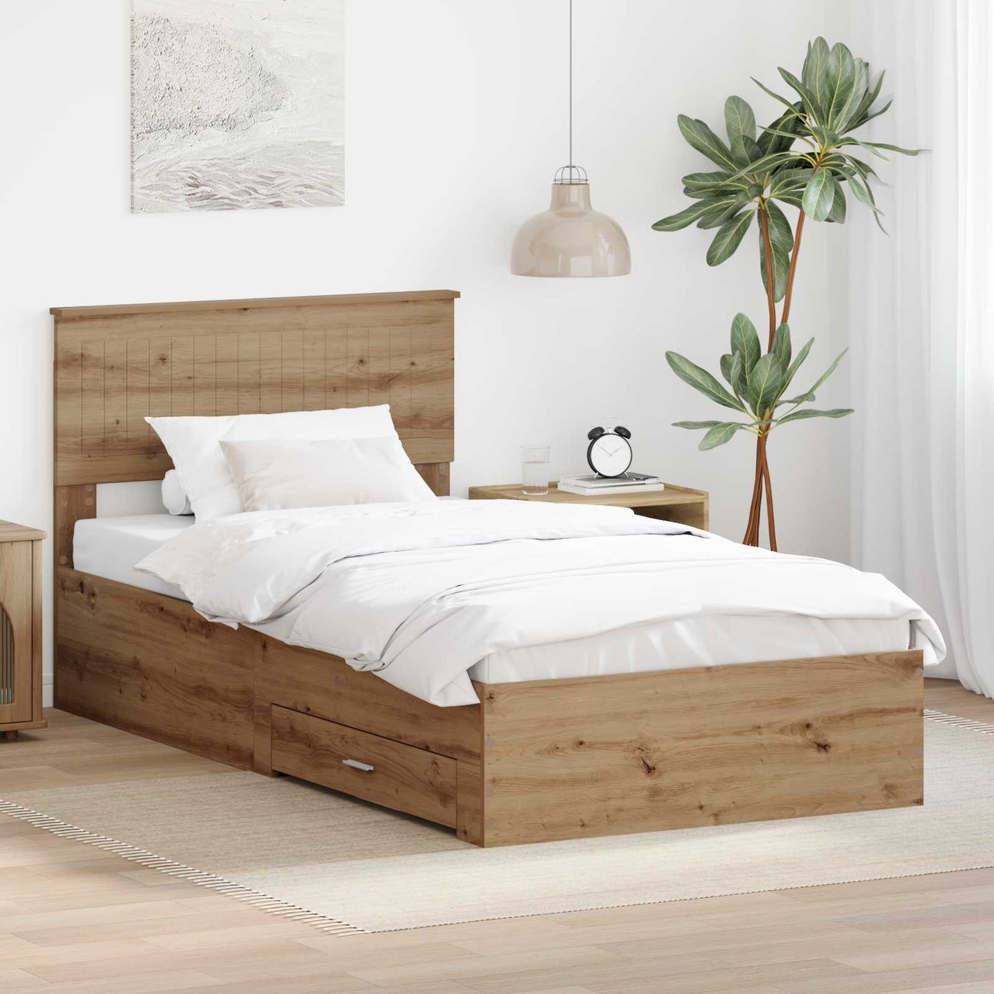 Sengestamme med skuff Artisan eik 100 x 200 cm Konstruert tre