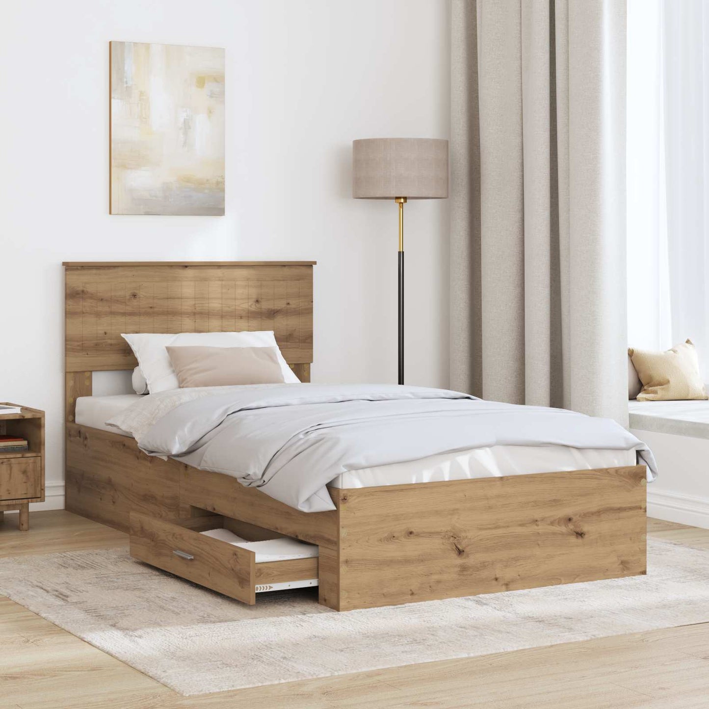 Sengestamme med skuff Artisan eik 100 x 200 cm Konstruert tre