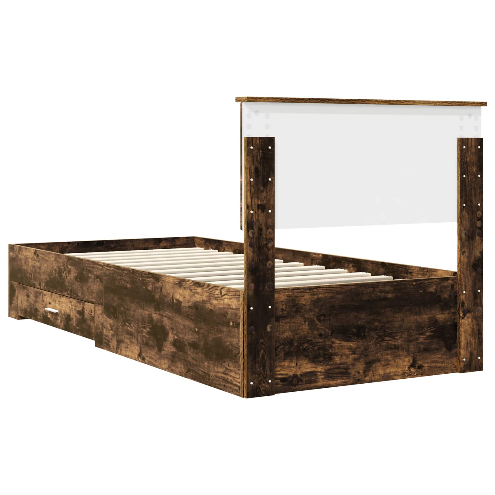 Sengestamme med hodegjerde Røkt eik 90 x 200 cm Konstruert tre