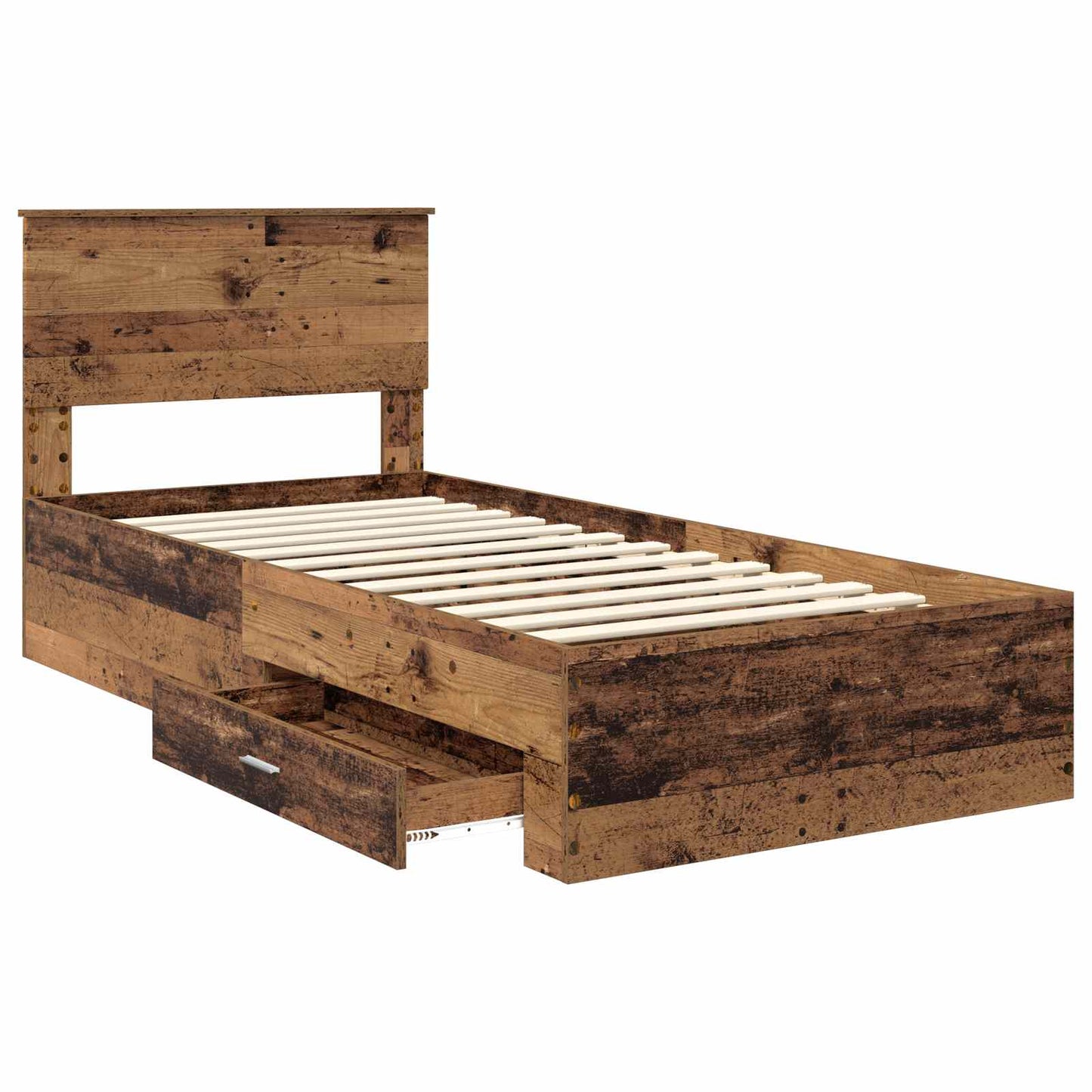 Sengestamme med skuff Gammelt tre 90 x 200 cm Konstruert tre