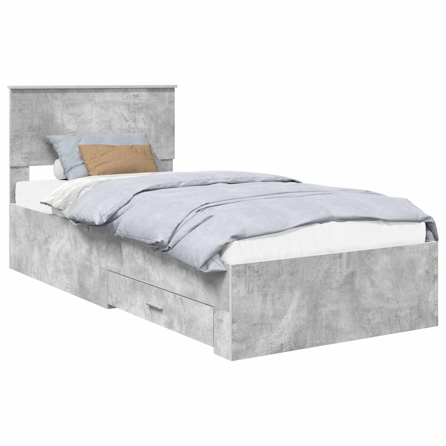 Sengestamme med skuff Betonggrå 90 x 190 cm Konstruert tre