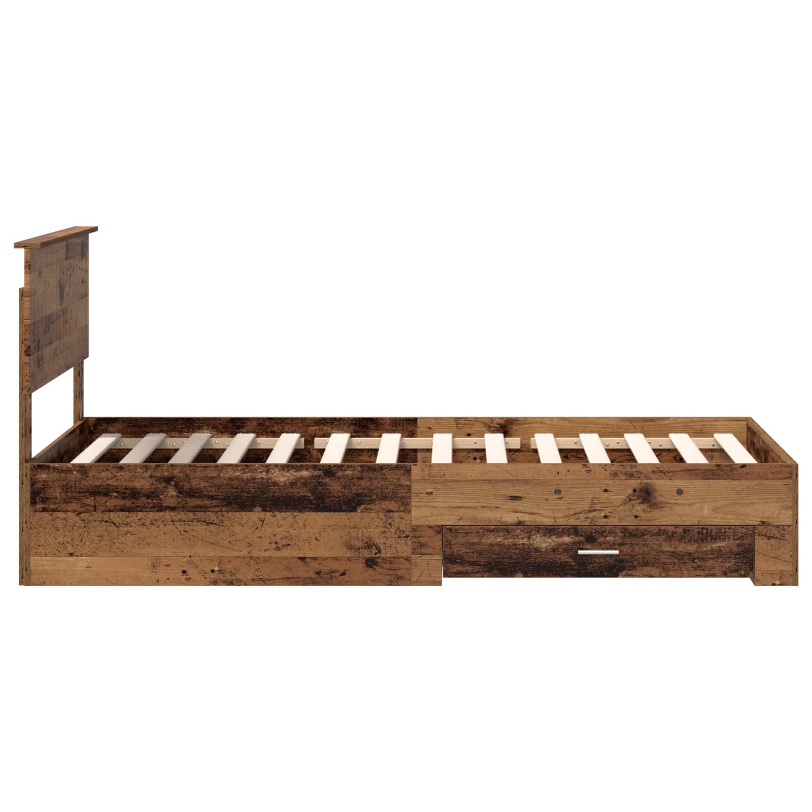 Sengestamme med skuff Gammelt tre 90 x 190 cm Konstruert tre