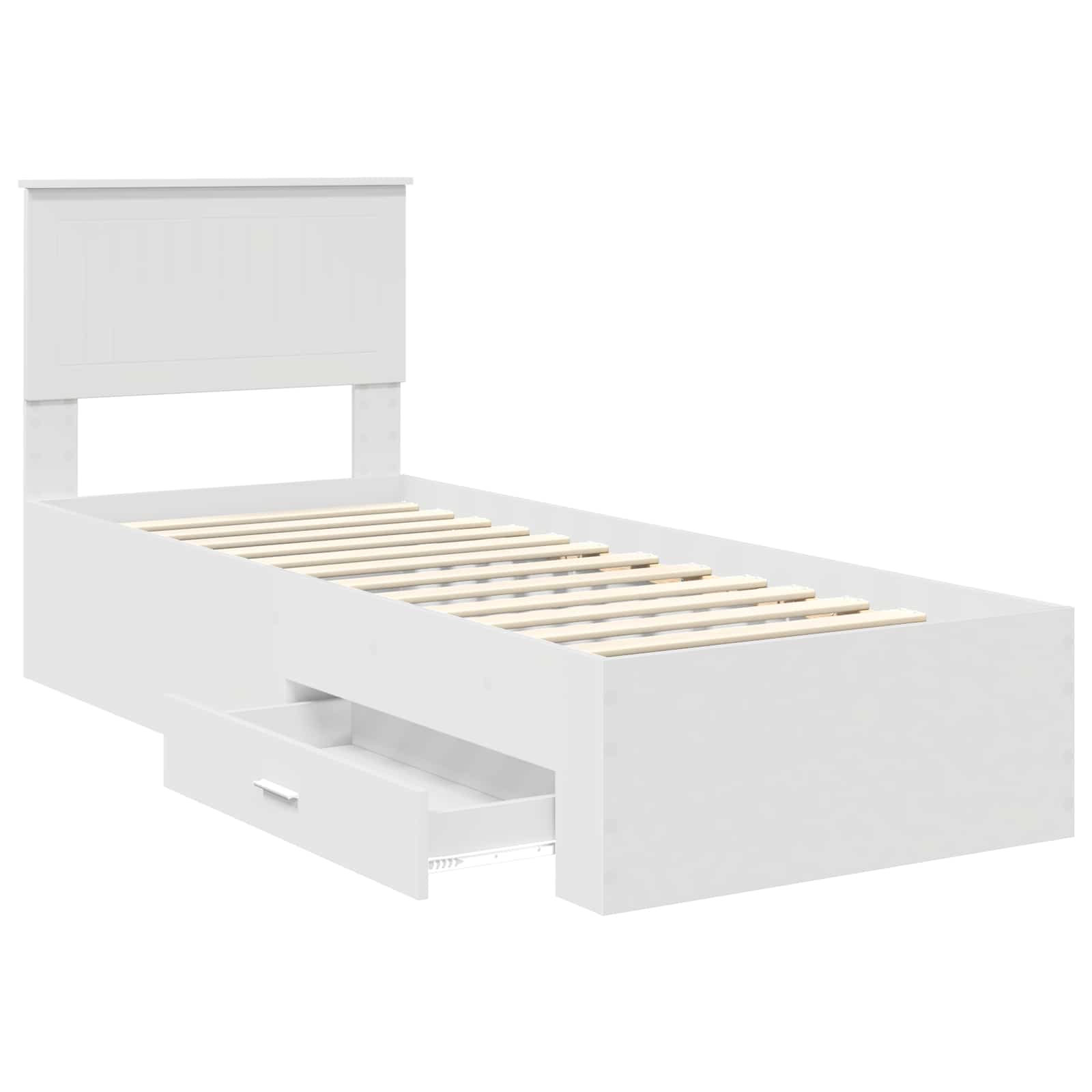 Sengestamme med skuff Hvit og Sølv 75 x 190 cm Konstruert tre