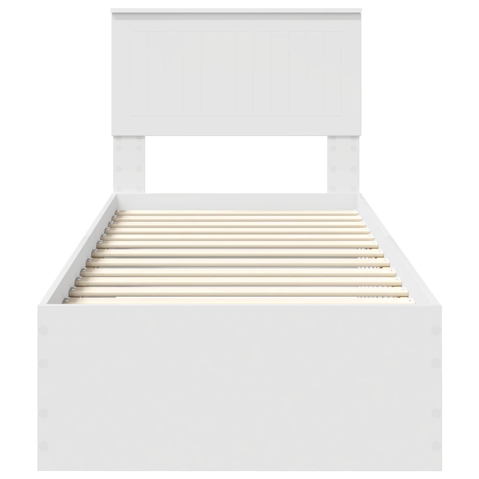 Sengestamme med skuff Hvit og Sølv 75 x 190 cm Konstruert tre