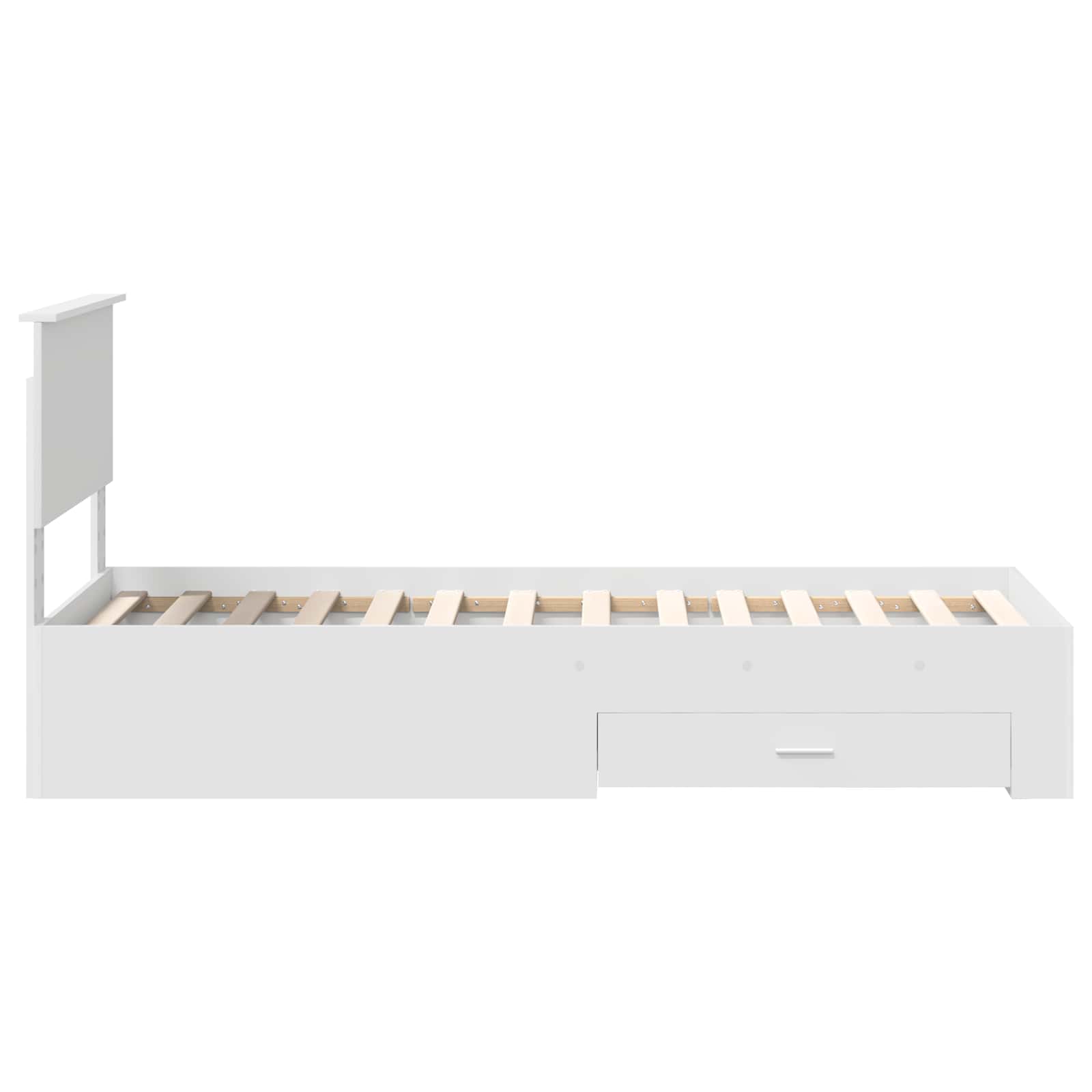 Sengestamme med skuff Hvit og Sølv 75 x 190 cm Konstruert tre