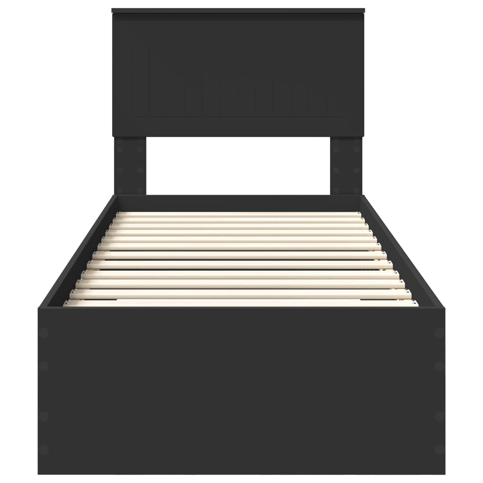 Sengestamme med skuff Svart og sølv 75 x 190 cm Konstruert tre