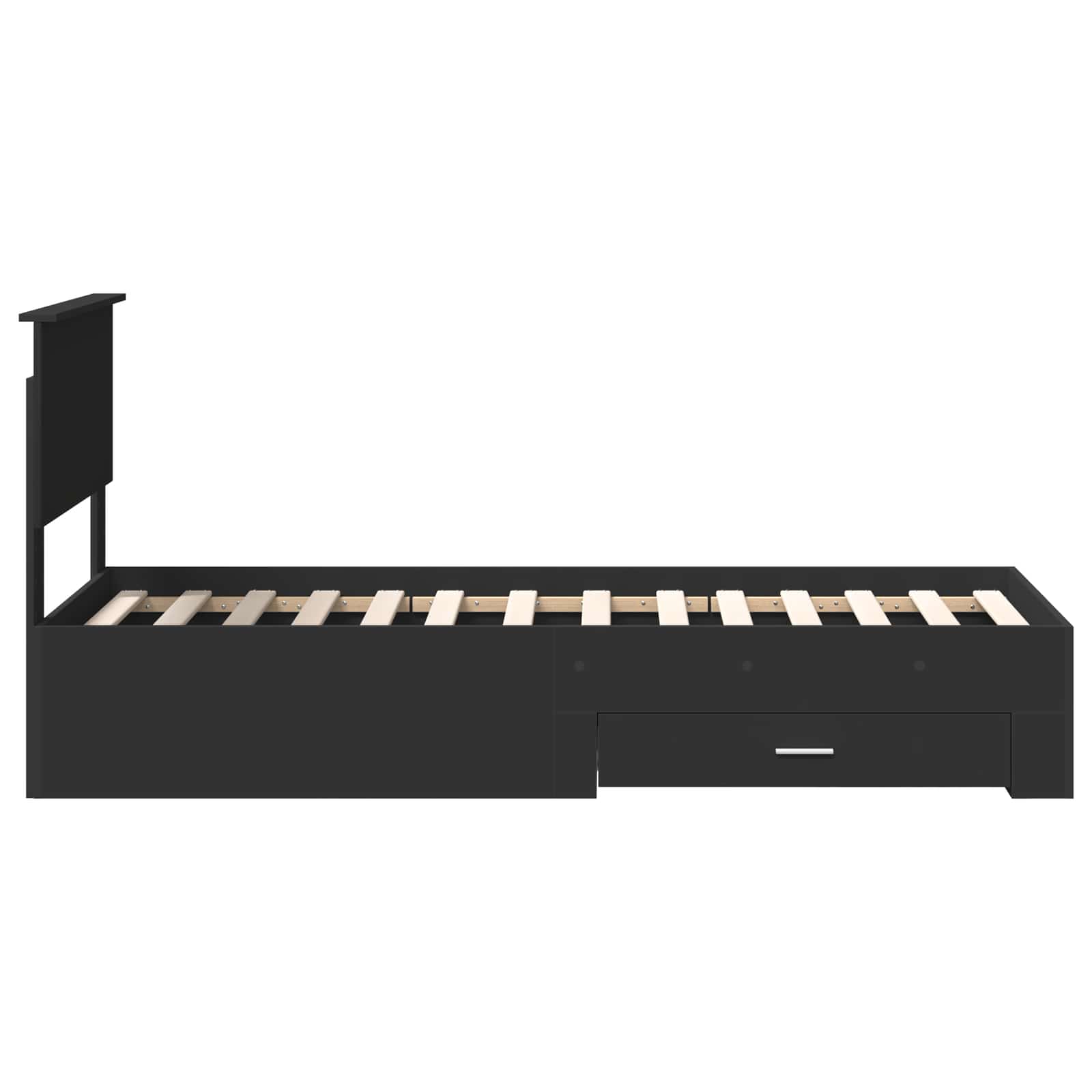 Sengestamme med skuff Svart og sølv 75 x 190 cm Konstruert tre