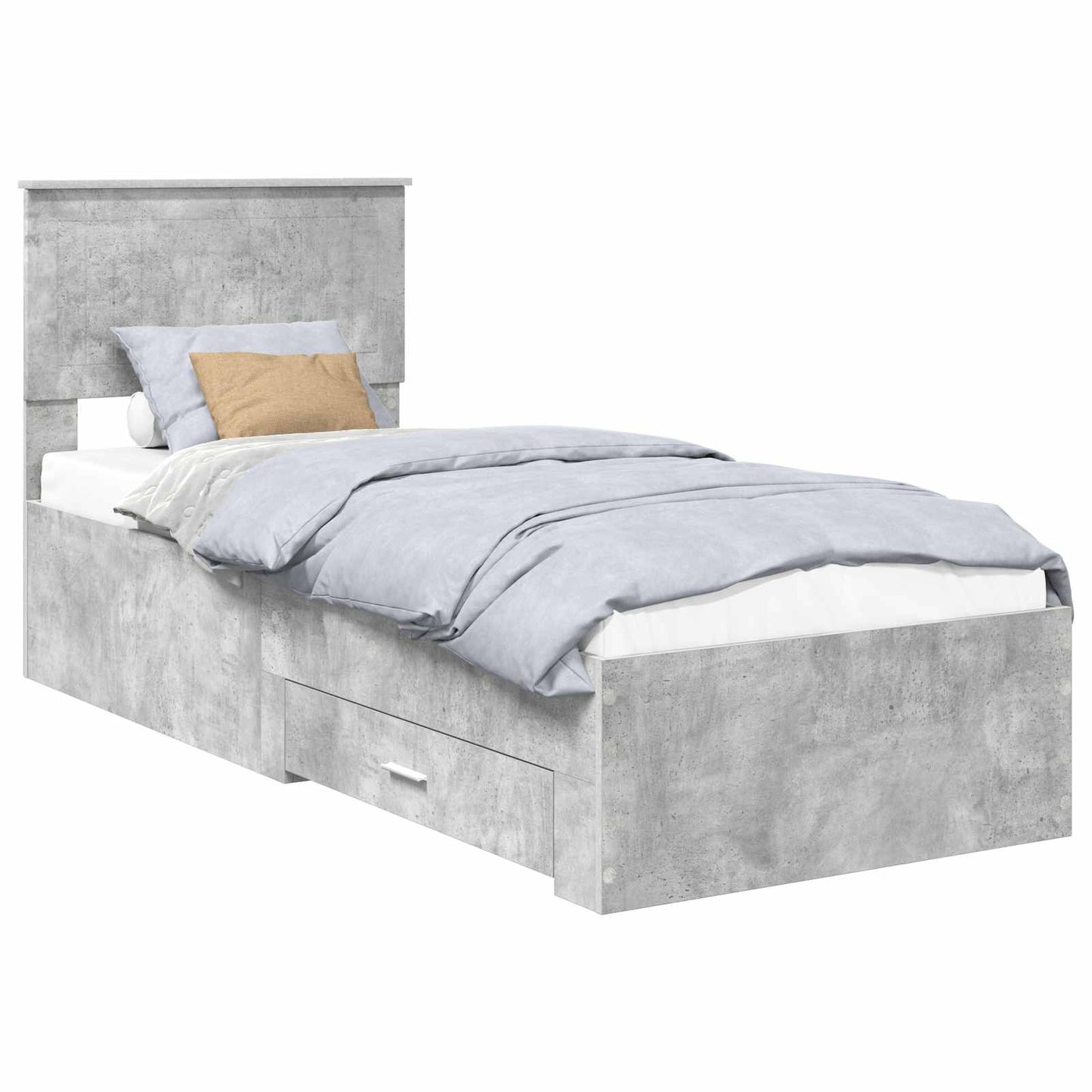 Sengestamme Betonggrå og Sølv 70 x 190 cm Konstruert tre