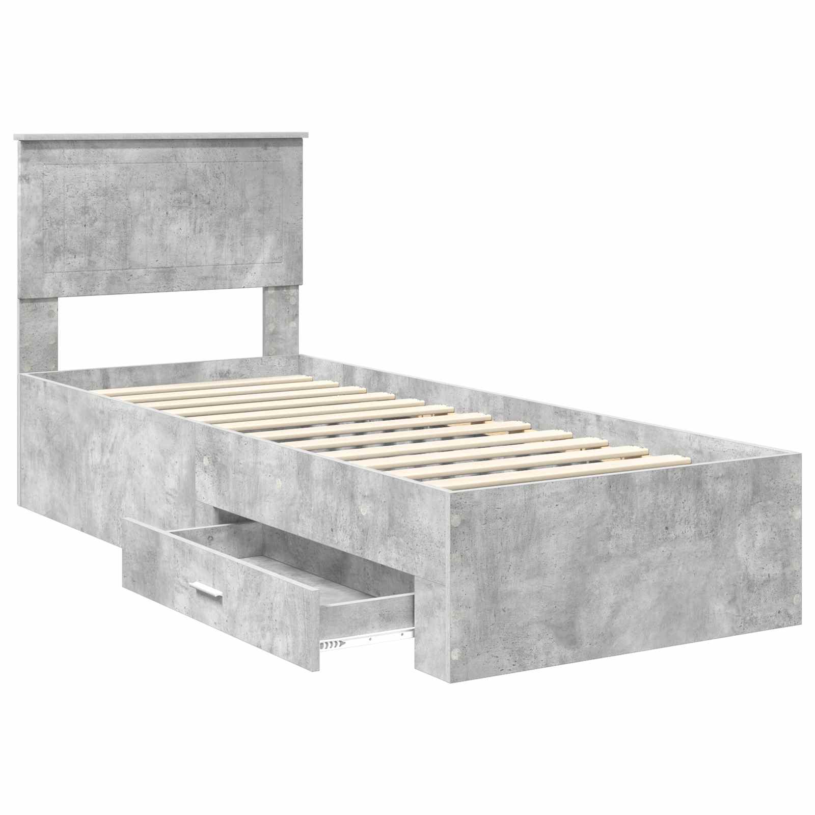 Sengestamme Betonggrå og Sølv 75 x 190 cm Konstruert tre