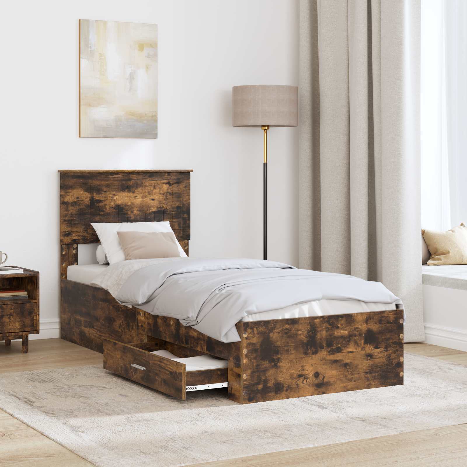 Sengestamme Røkt Eik og Sølv 75 x 190 cm Konstruert tre