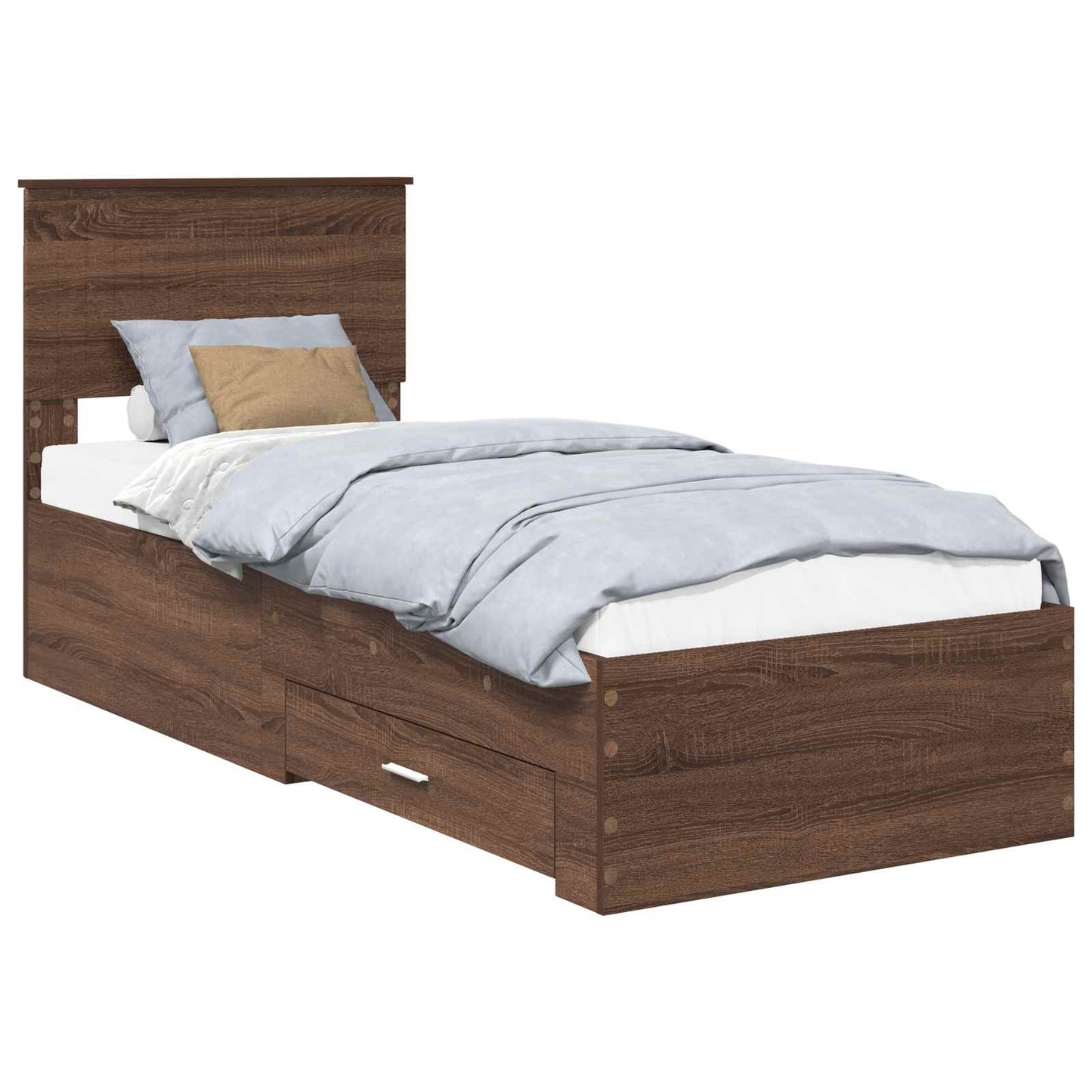 Sengestamme Brun Eik og Sølv 75 x 190 cm Konstruert tre