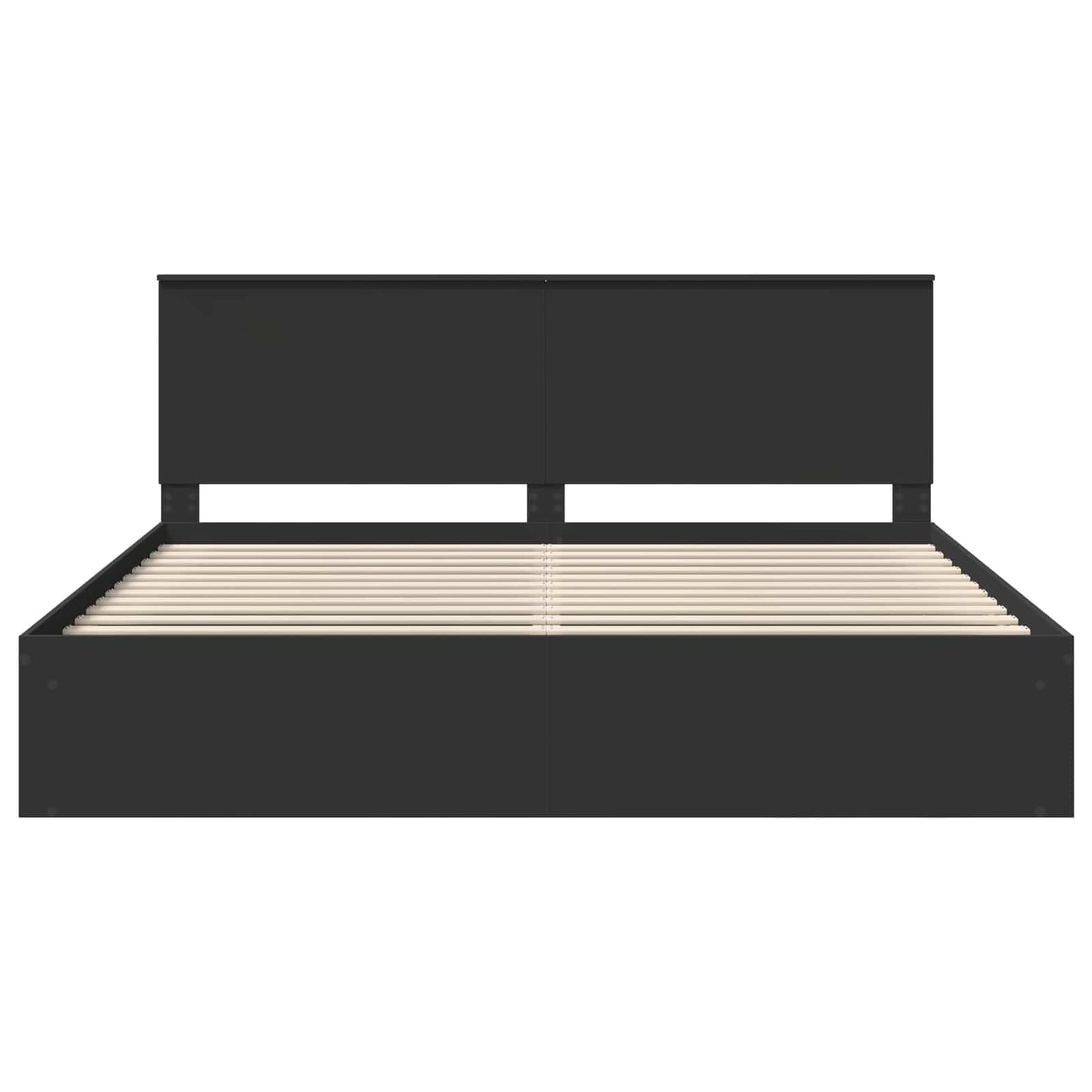 Sengestamme med hodegjerde Svart 200 x 200 cm Massiv furu