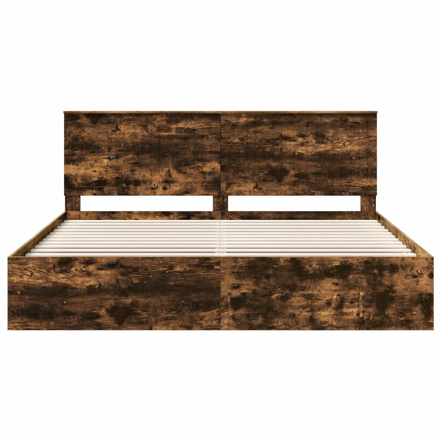 Sengestamme med hodegjerde Røkt eik 200 x 200 cm Massiv furu