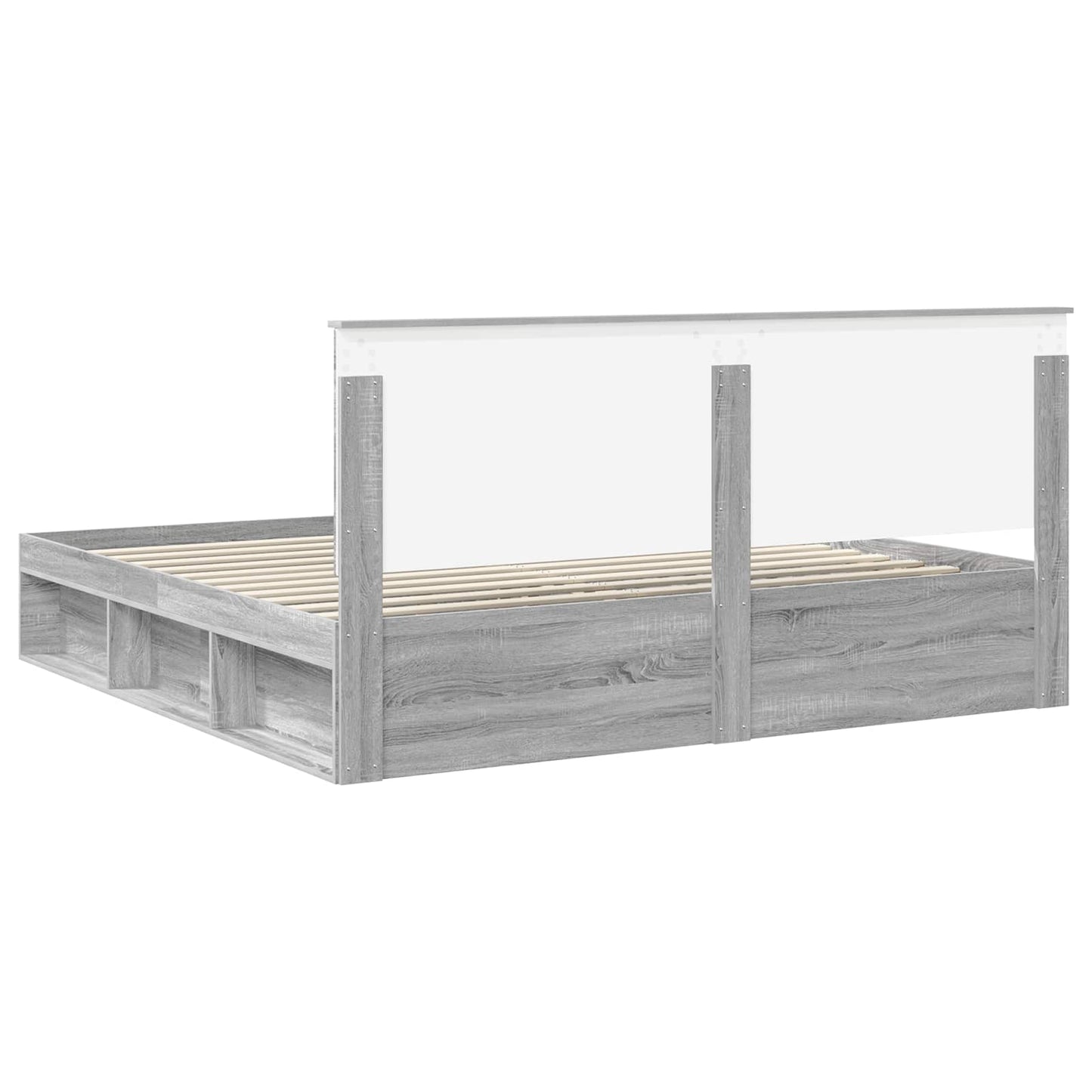 Sengestamme med hodegjerde Grå Sonoma 200 x 200 cm Massiv furu