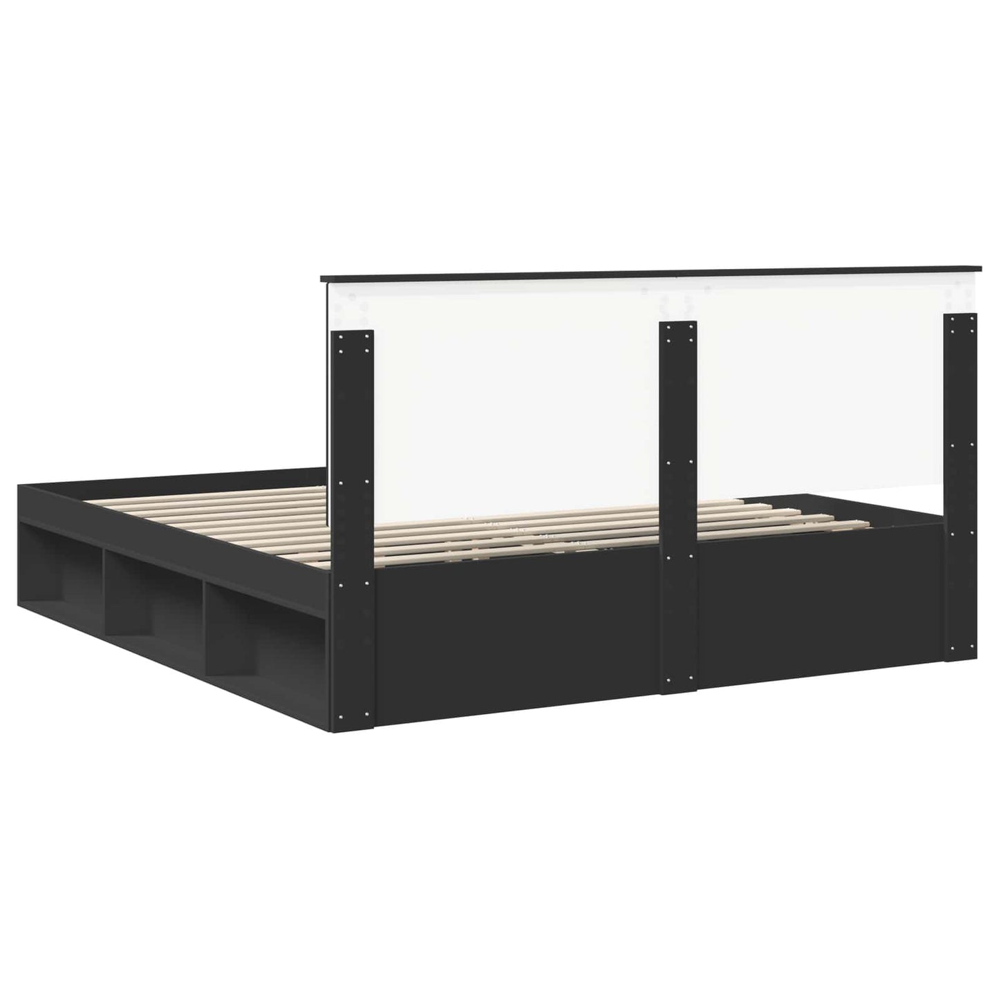 Sengestamme med hodegjerde Svart 180 x 200 cm Massiv furu