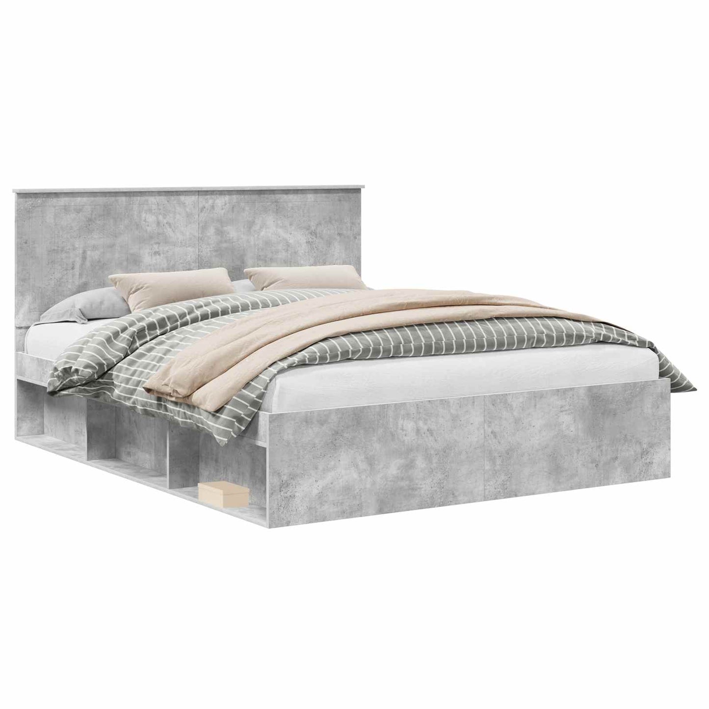 Sengestamme med hodegjerde Betong 160 x 200 cm Massiv furu