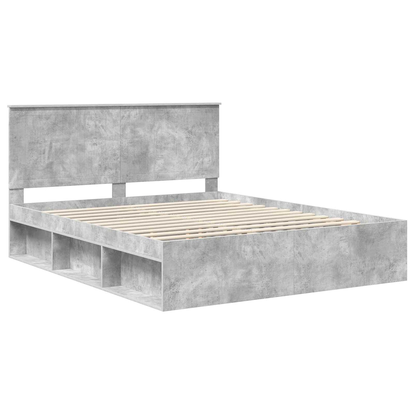 Sengestamme med hodegjerde Betong 160 x 200 cm Massiv furu