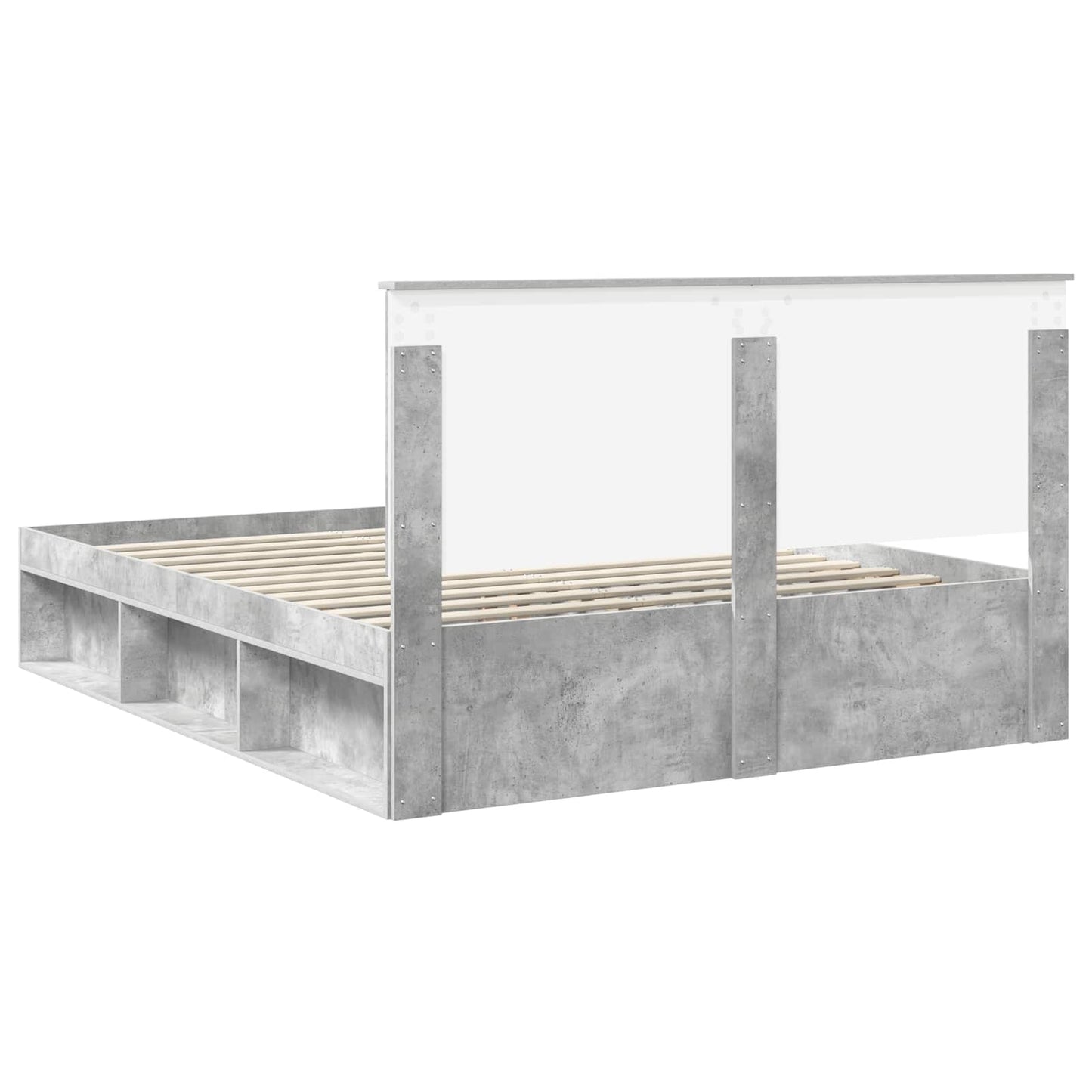 Sengestamme med hodegjerde Betong 160 x 200 cm Massiv furu