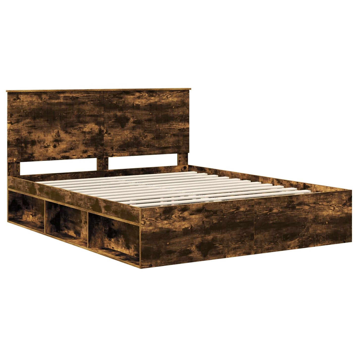 Sengestamme med hodegjerde Røkt eik 160 x 200 cm Massiv furu