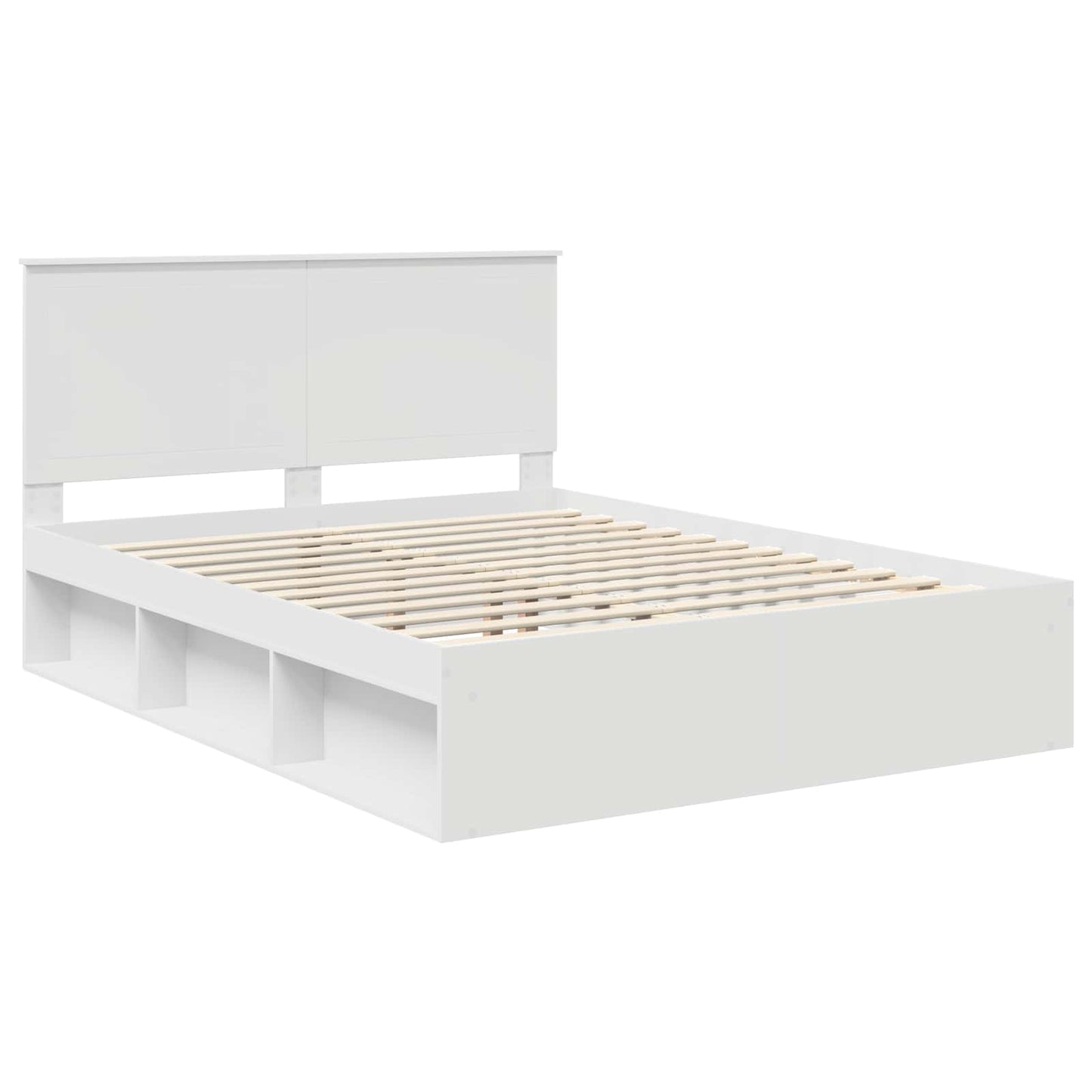 Sengestamme med hodegjerde Hvit 150 x 200 cm Massiv furu