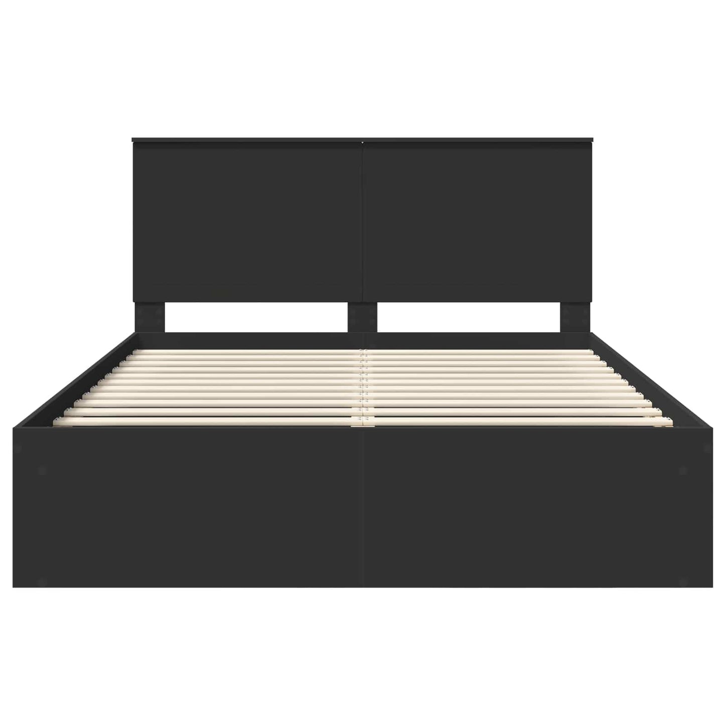 Sengestamme med hodegjerde Svart 150 x 200 cm Massiv furu