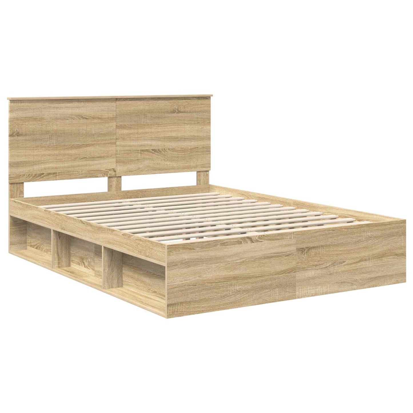 Sengestamme med hodegjerde Sonoma eik 150 x 200 cm Massiv furu