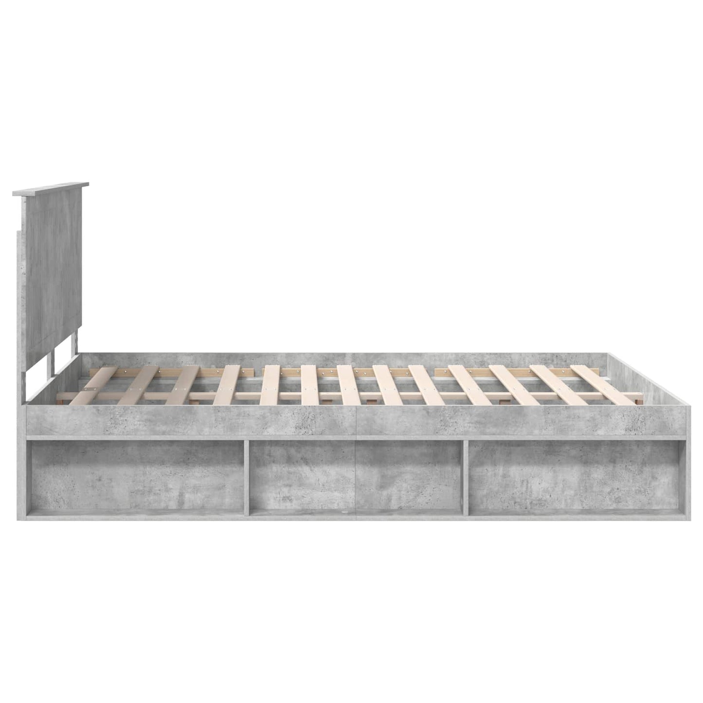 Sengestamme med hodegjerde Betonggrå 150 x 200 cm Massiv furu