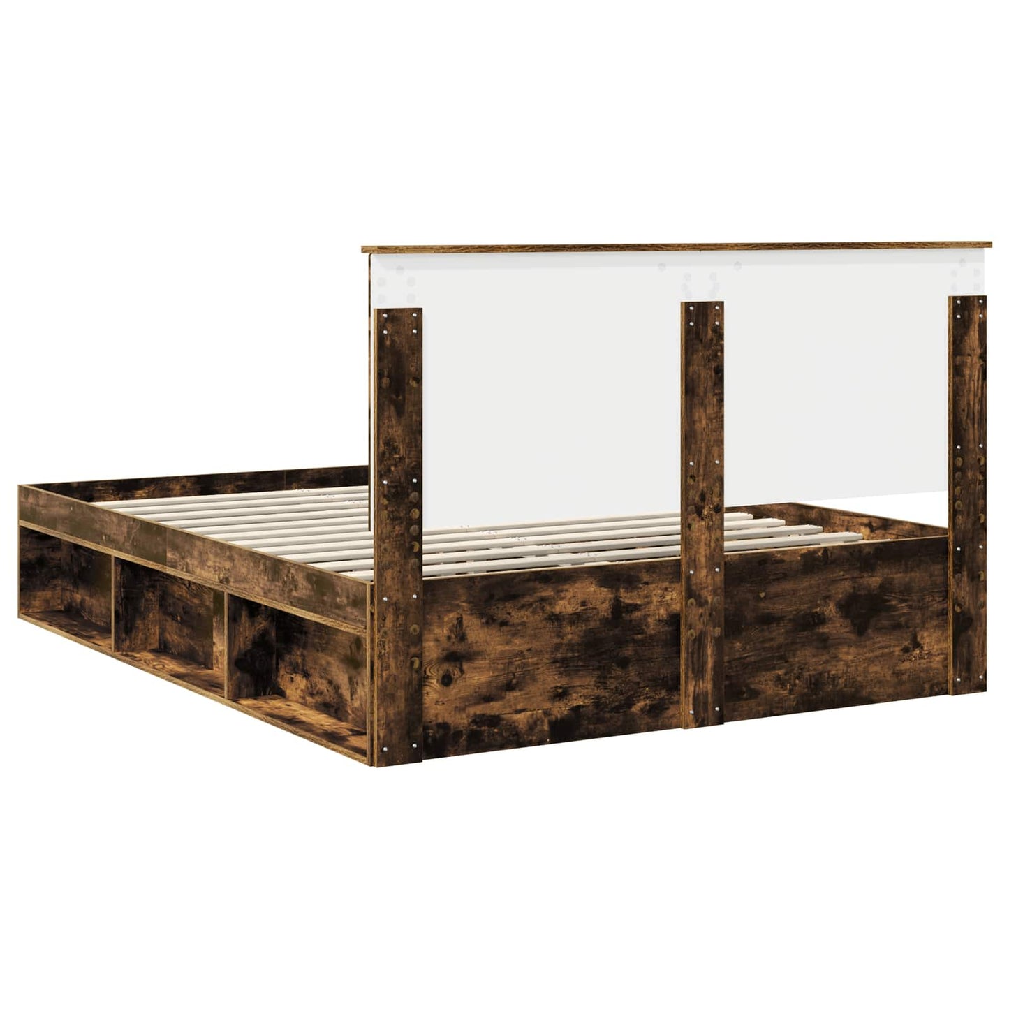 Sengestamme med hodegjerde Røkt eik 150 x 200 cm Massiv furu