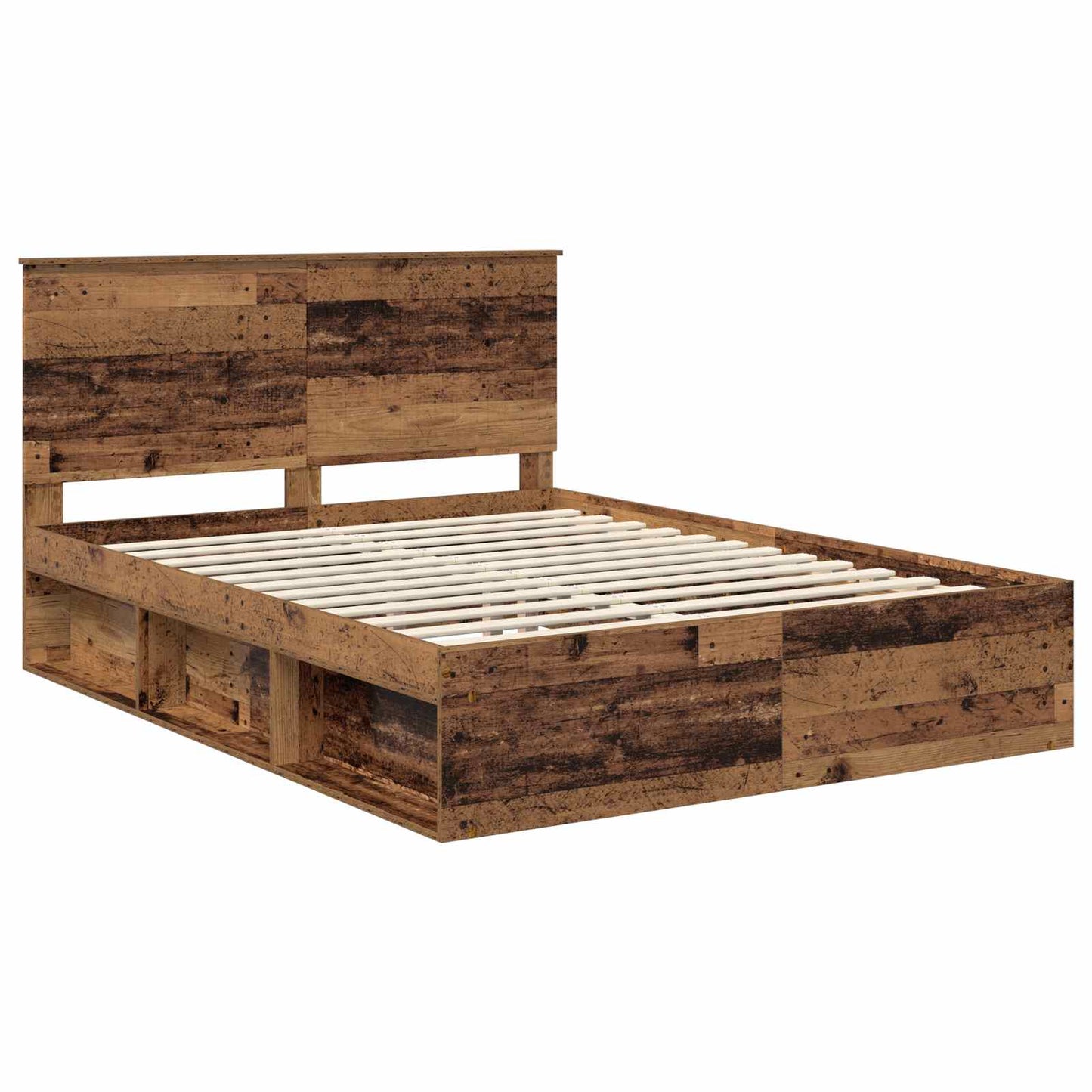 Sengestamme med hodegjerde Gammelt tre 150 x 200 cm Massiv furu