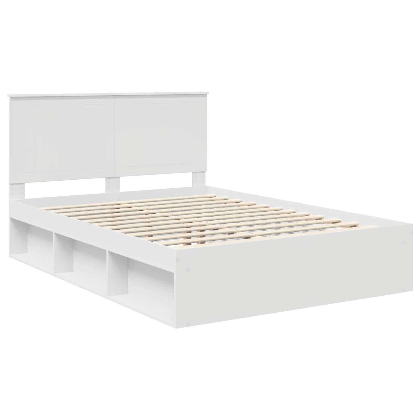 Sengestamme med hodegjerde Hvit 140 x 190 cm Massiv furu