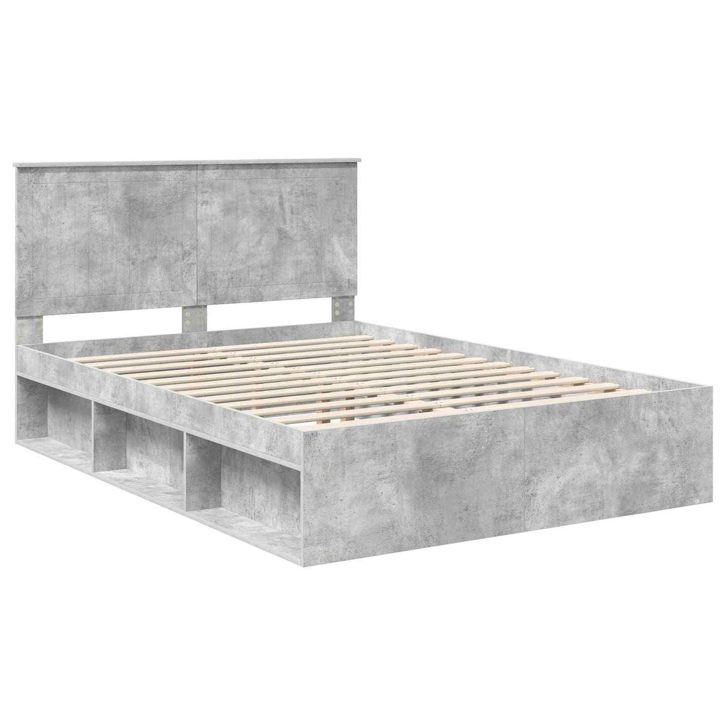 Sengestamme med hodegjerde Betong 140 x 190 cm Massiv furu
