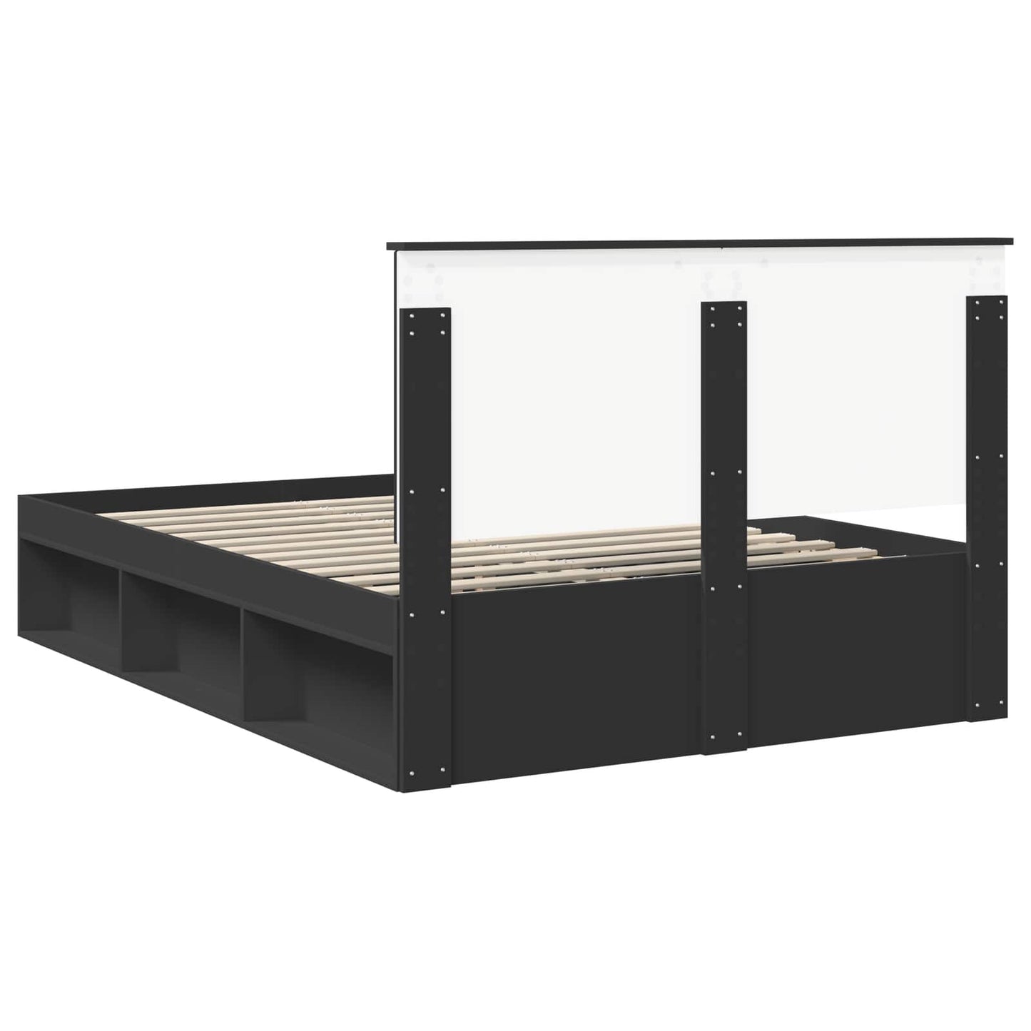 Sengestamme med hodegjerde Svart 135 x 190 cm Massiv furu