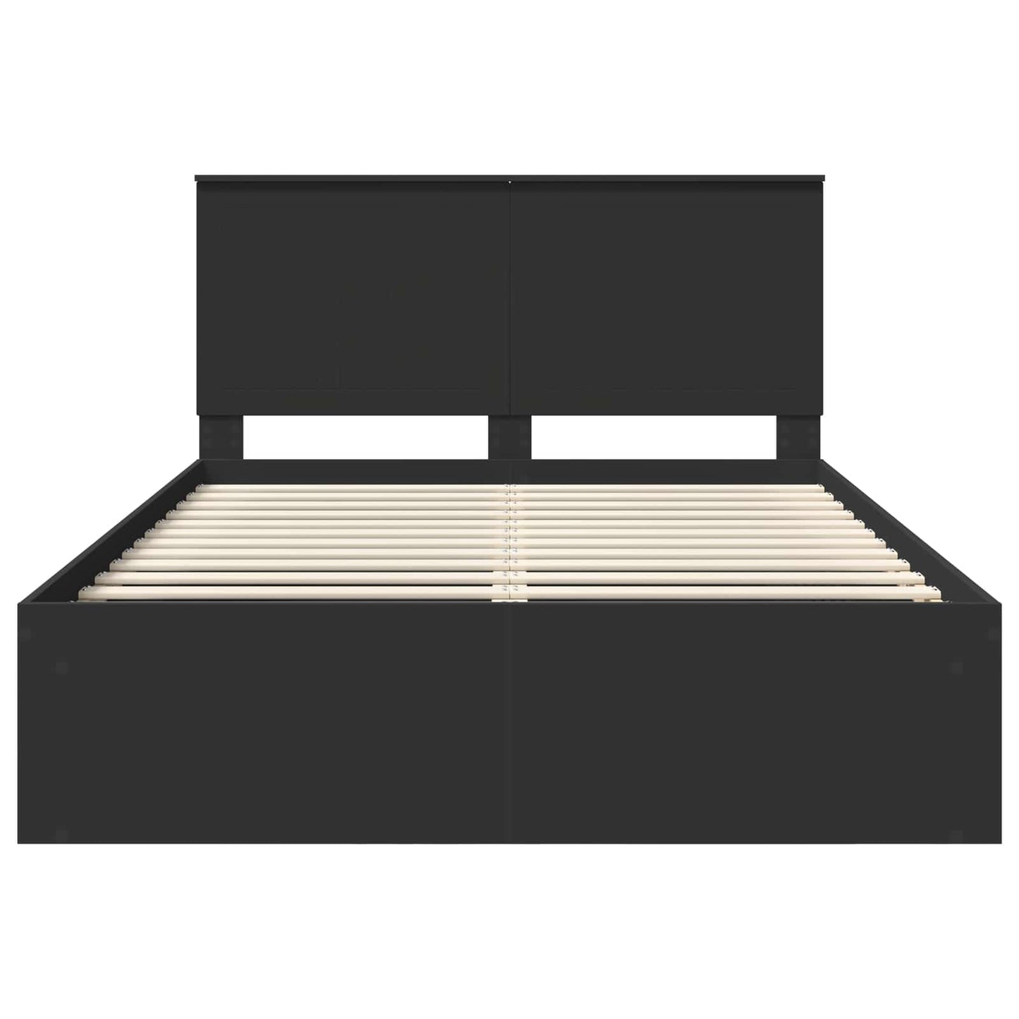 Sengestamme med hodegjerde Svart 135 x 190 cm Massiv furu