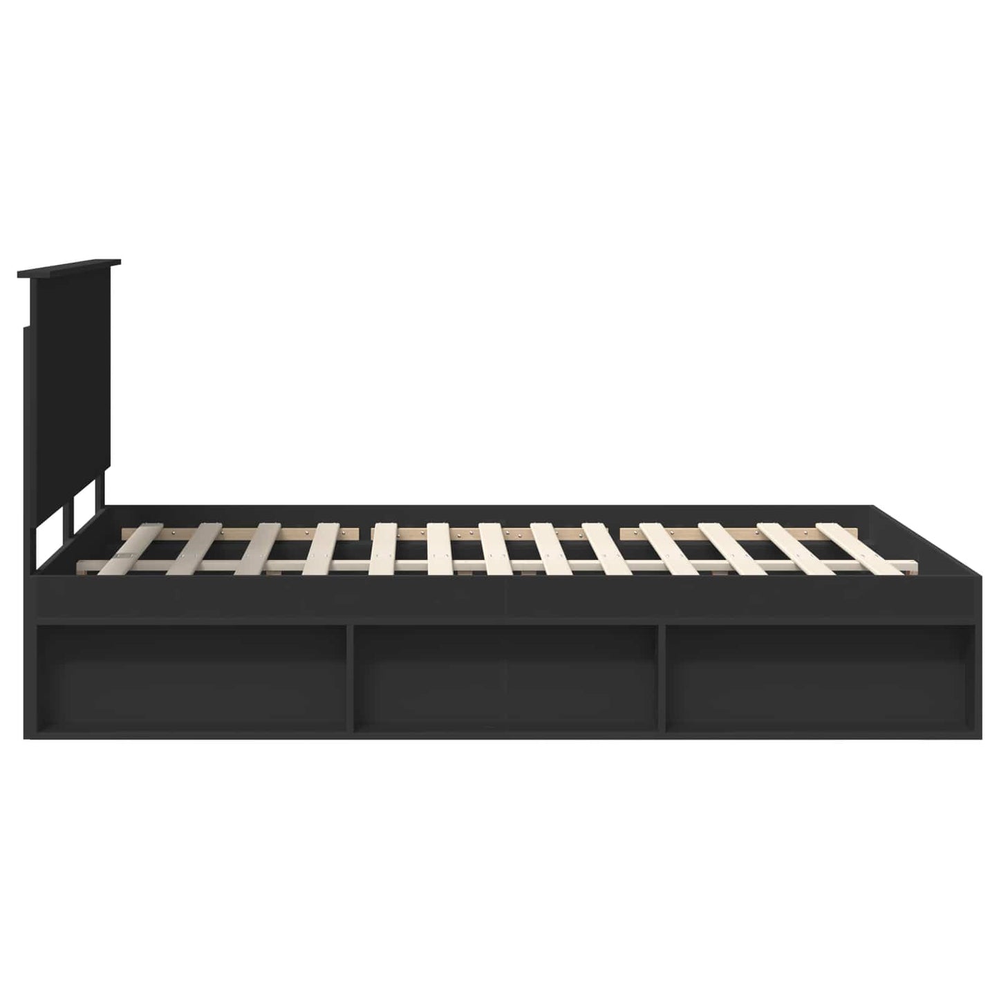Sengestamme med hodegjerde Svart 135 x 190 cm Massiv furu