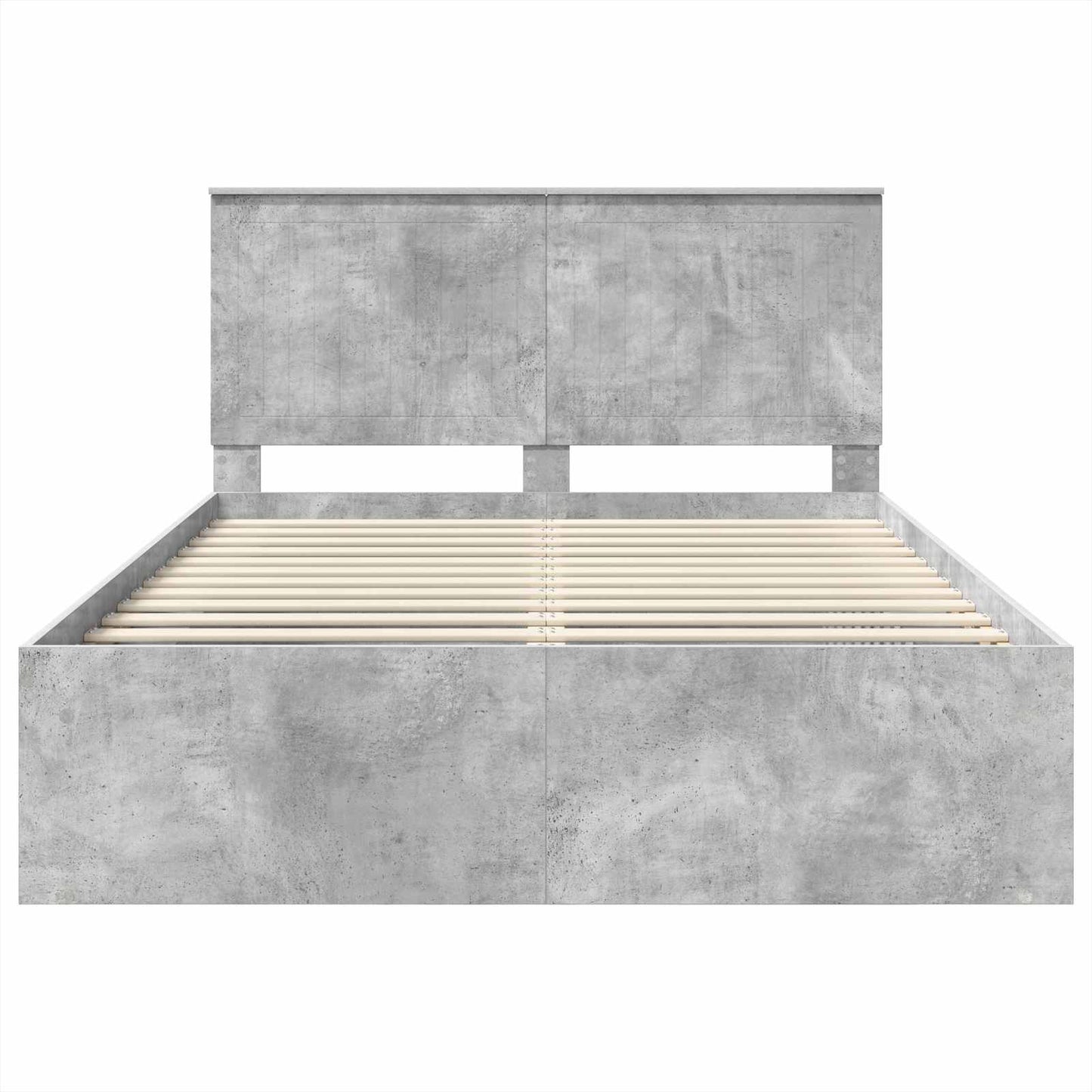 Sengestamme med hodegjerde Betonggrå 135 x 190 cm Massiv furu