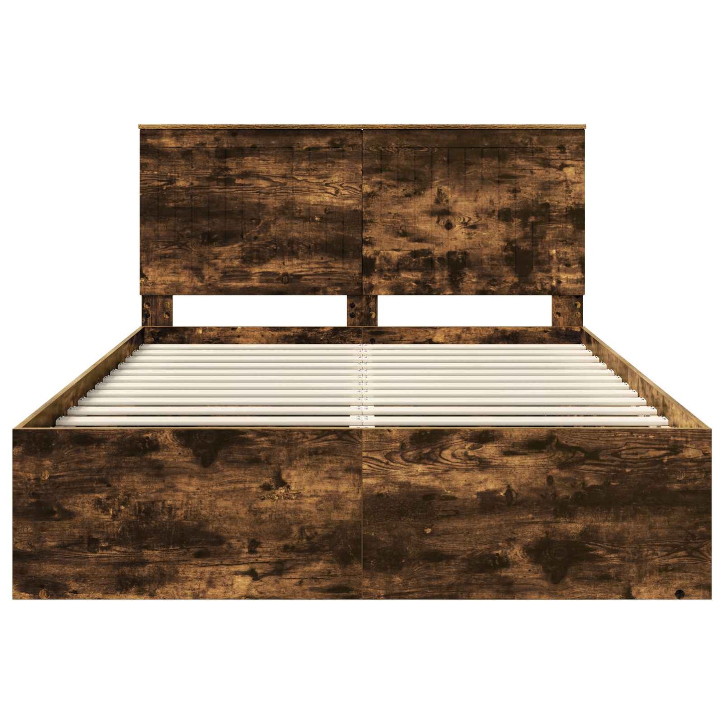 Sengestamme med hodegjerde Røkt eik 135 x 190 cm Massiv furu