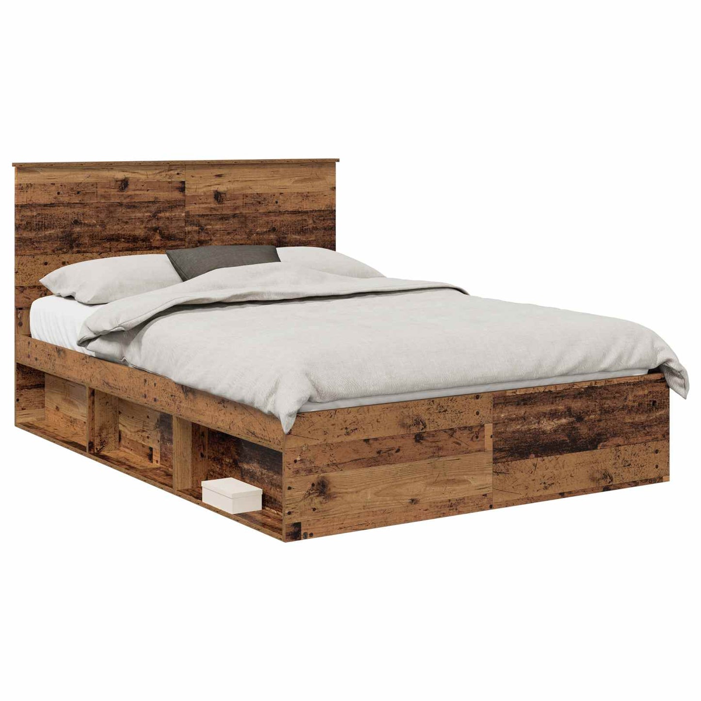 Sengestamme med hodegjerde Gammelt tre 135 x 190 cm Massiv furu