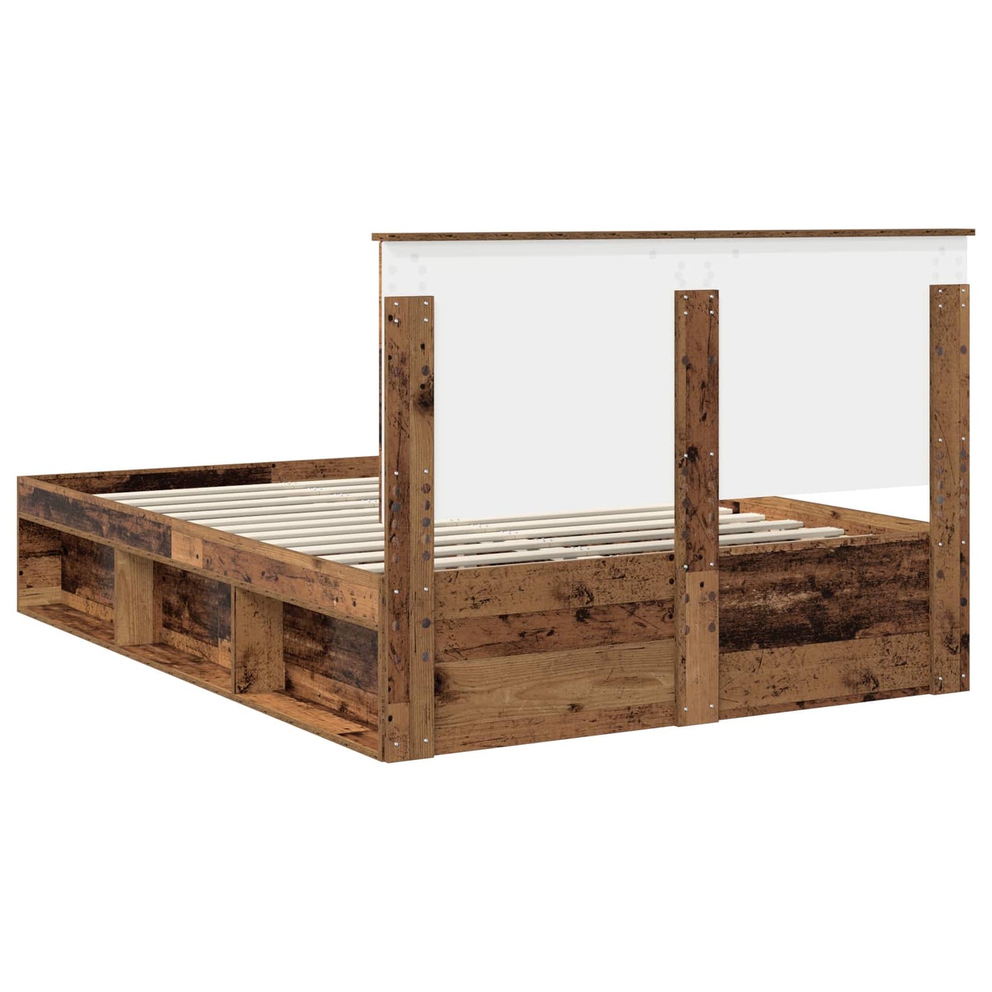 Sengestamme med hodegjerde Gammelt tre 135 x 190 cm Massiv furu