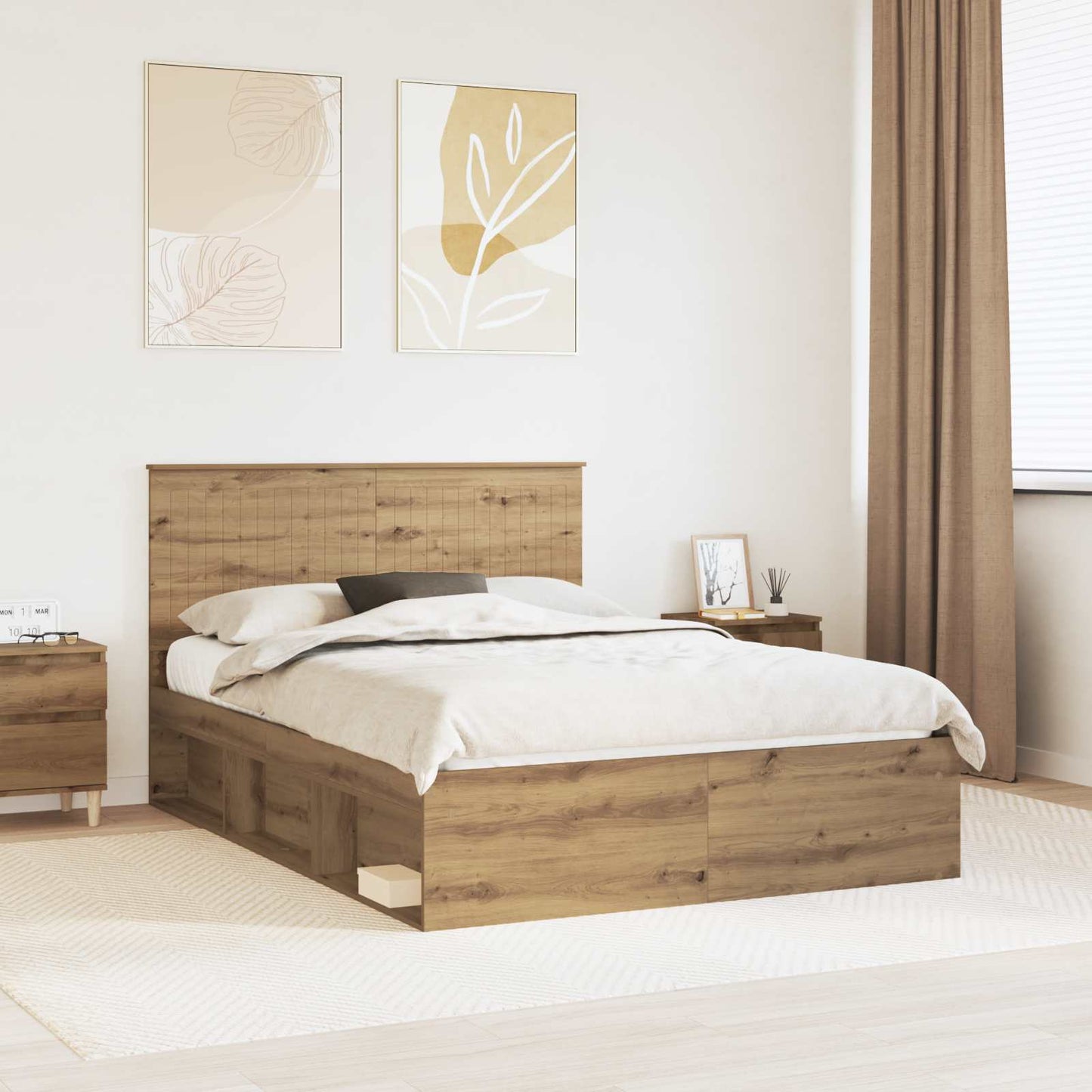 Sengestamme Kunstnerisk Eik 135 x 190 cm Massiv furu