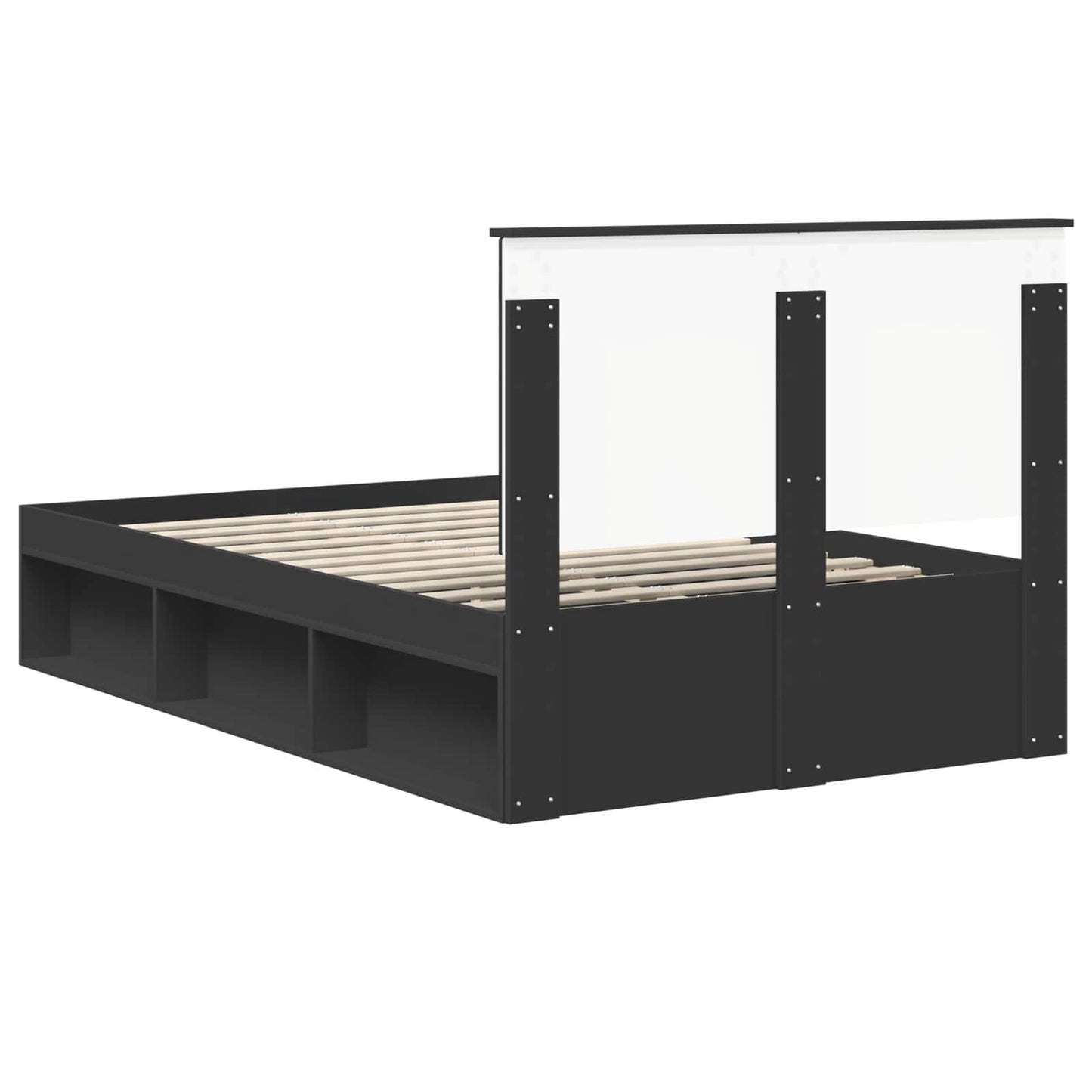 Sengestamme med hodegjerde Svart 120 x 200 cm Massiv furu