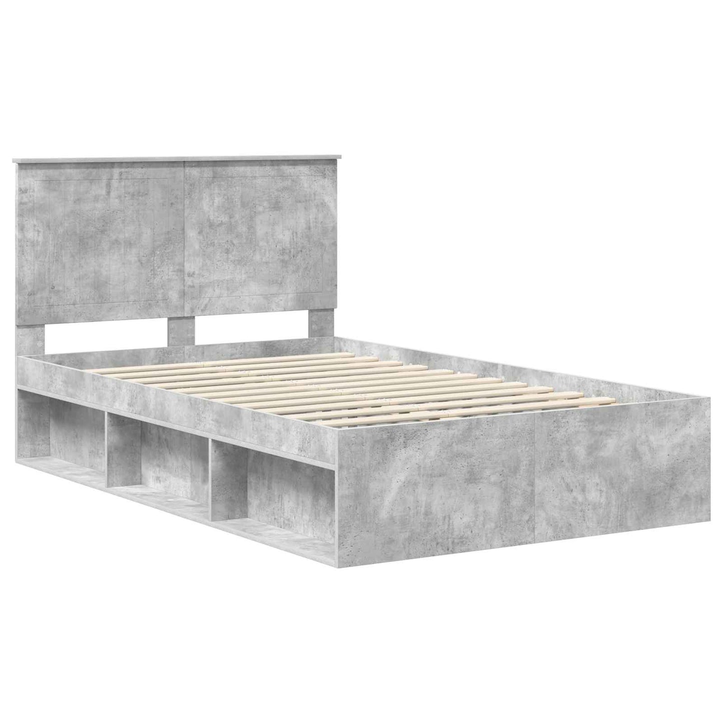Sengestamme med hodegjerde Betong 120 x 200 cm Massiv furu