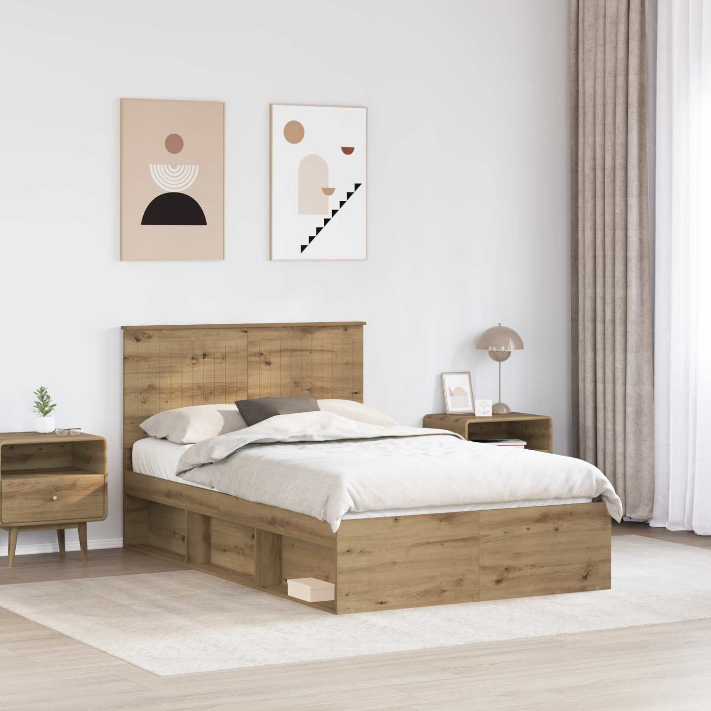 Sengestamme Kunstnerisk Eik 120 x 190 cm Massiv furu