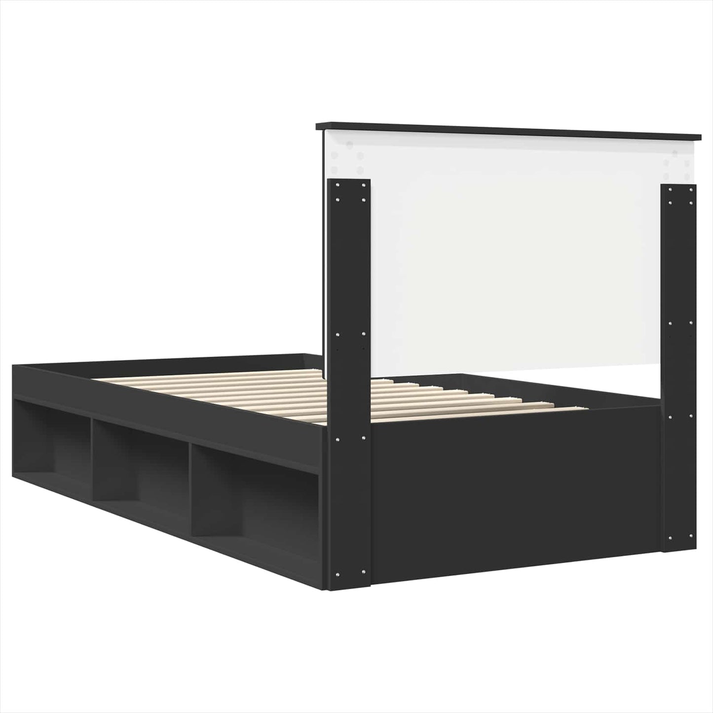 Sengestamme med hodegjerde Svart 100 x 200 cm Massiv furu