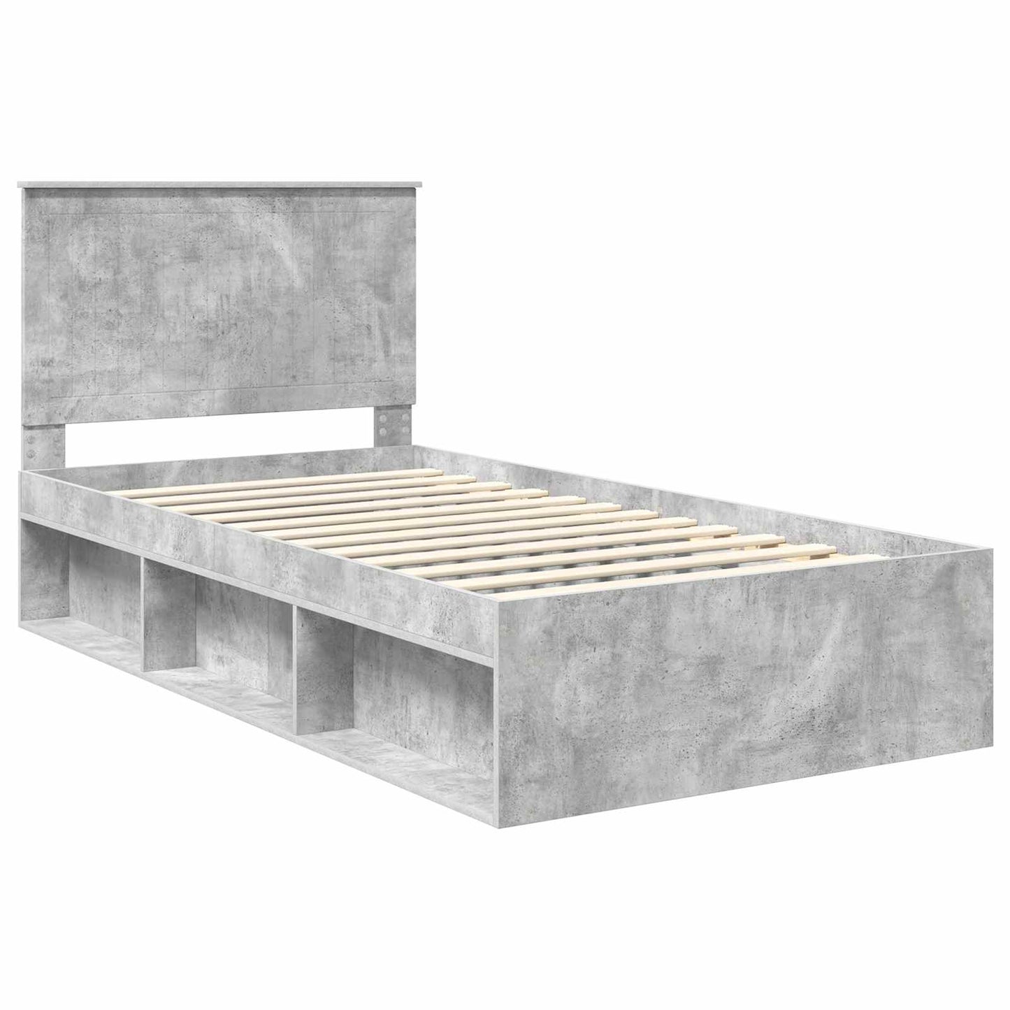 Sengestamme med hodegjerde Betonggrå 100 x 200 cm Massiv furu