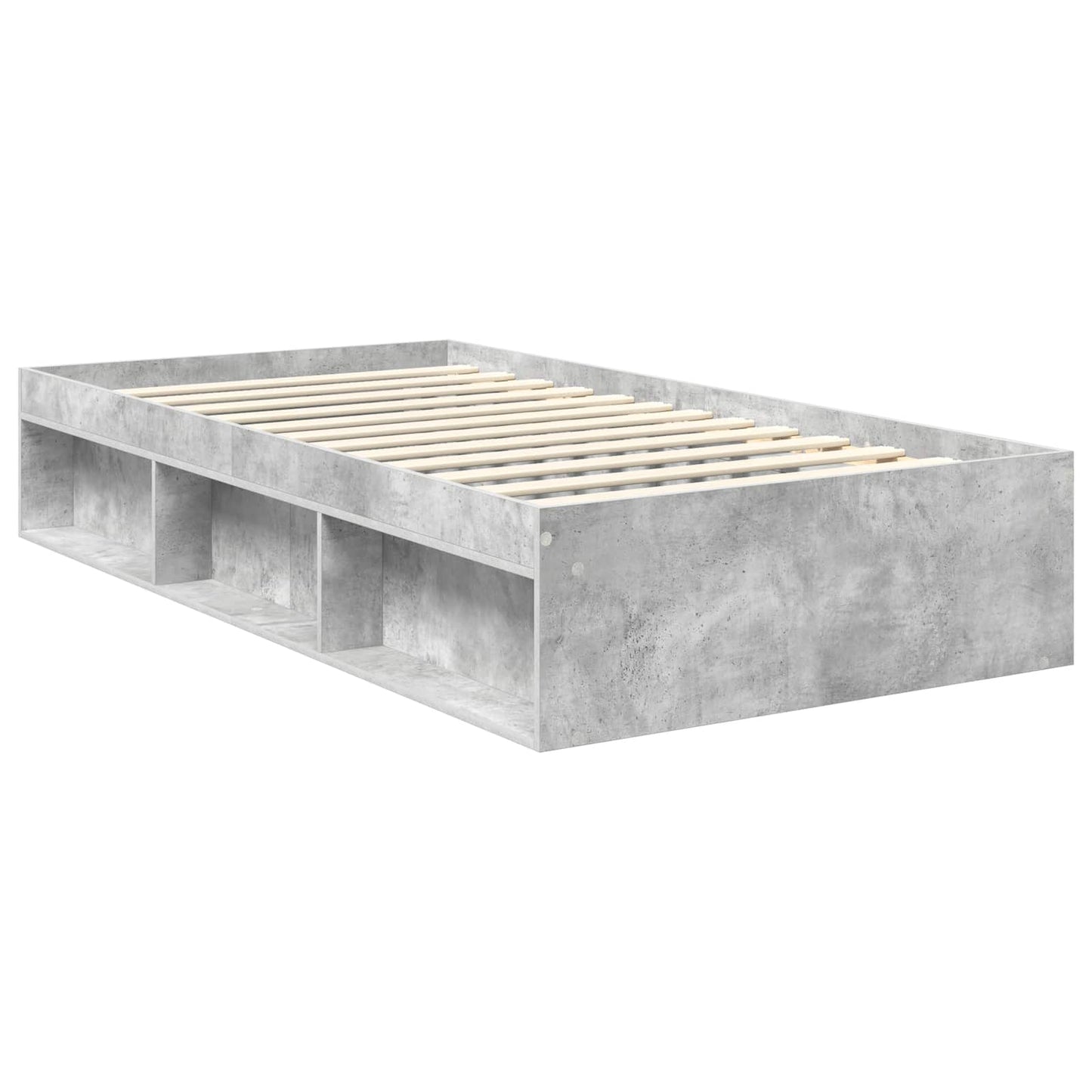 Sengestamme med hodegjerde Betonggrå 100 x 200 cm Massiv furu