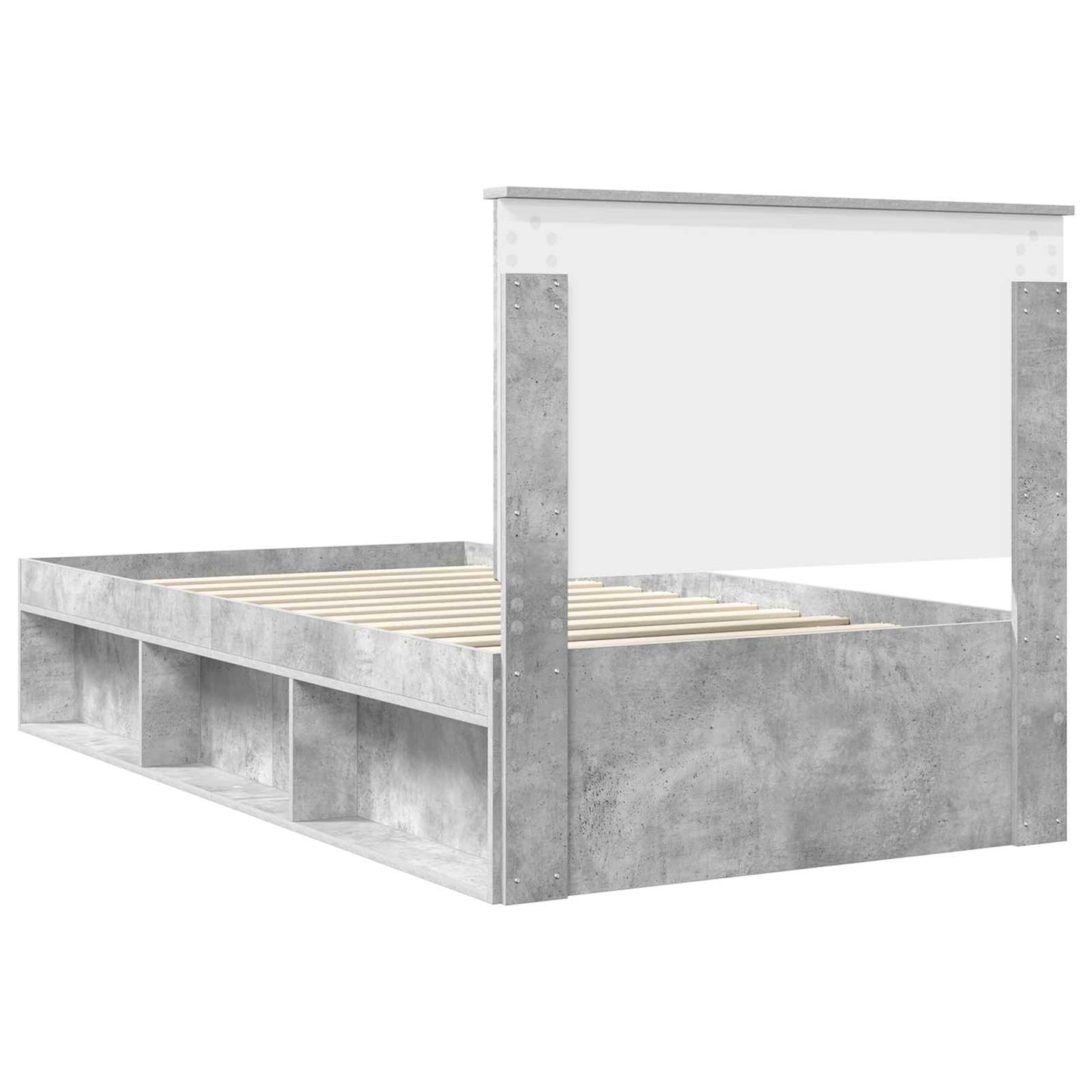 Sengestamme med hodegjerde Betonggrå 100 x 200 cm Massiv furu