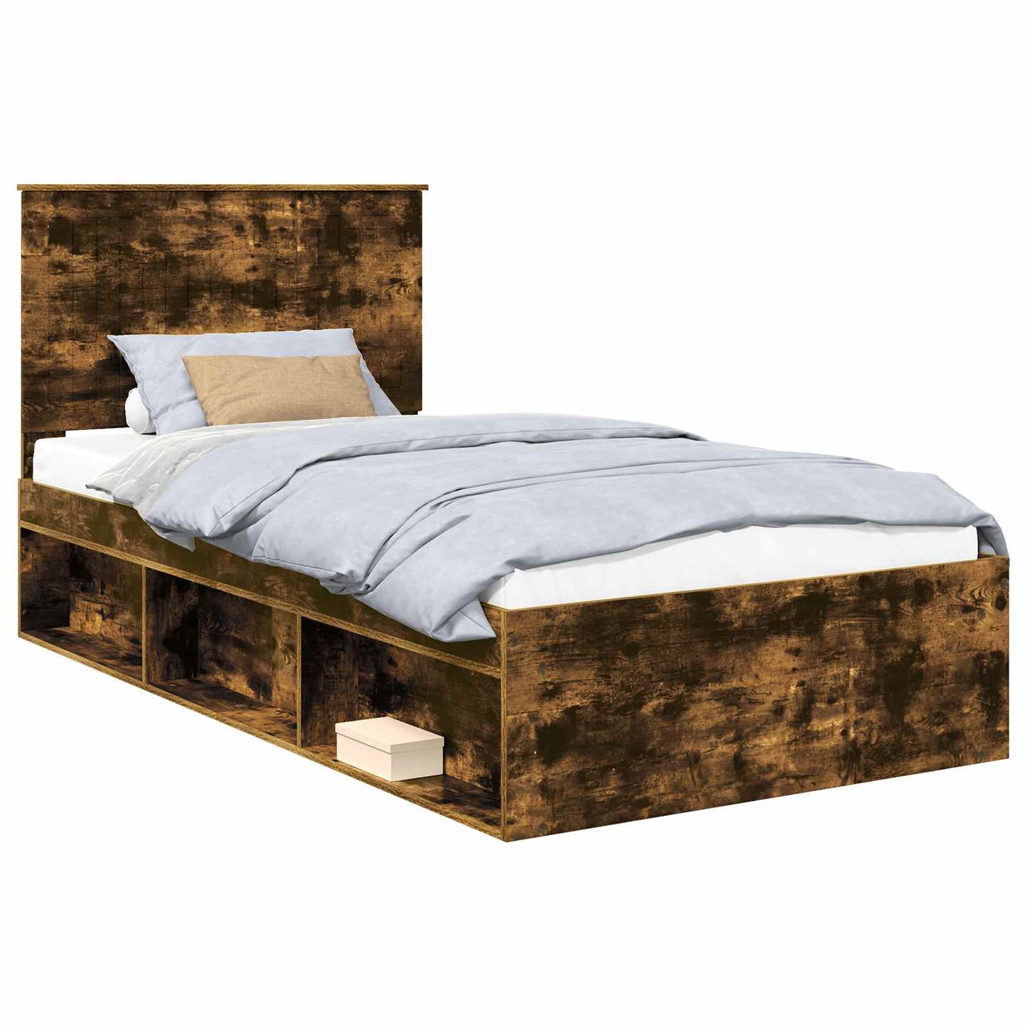Sengestamme med hodegjerde Røkt eik 100 x 200 cm Massiv furu