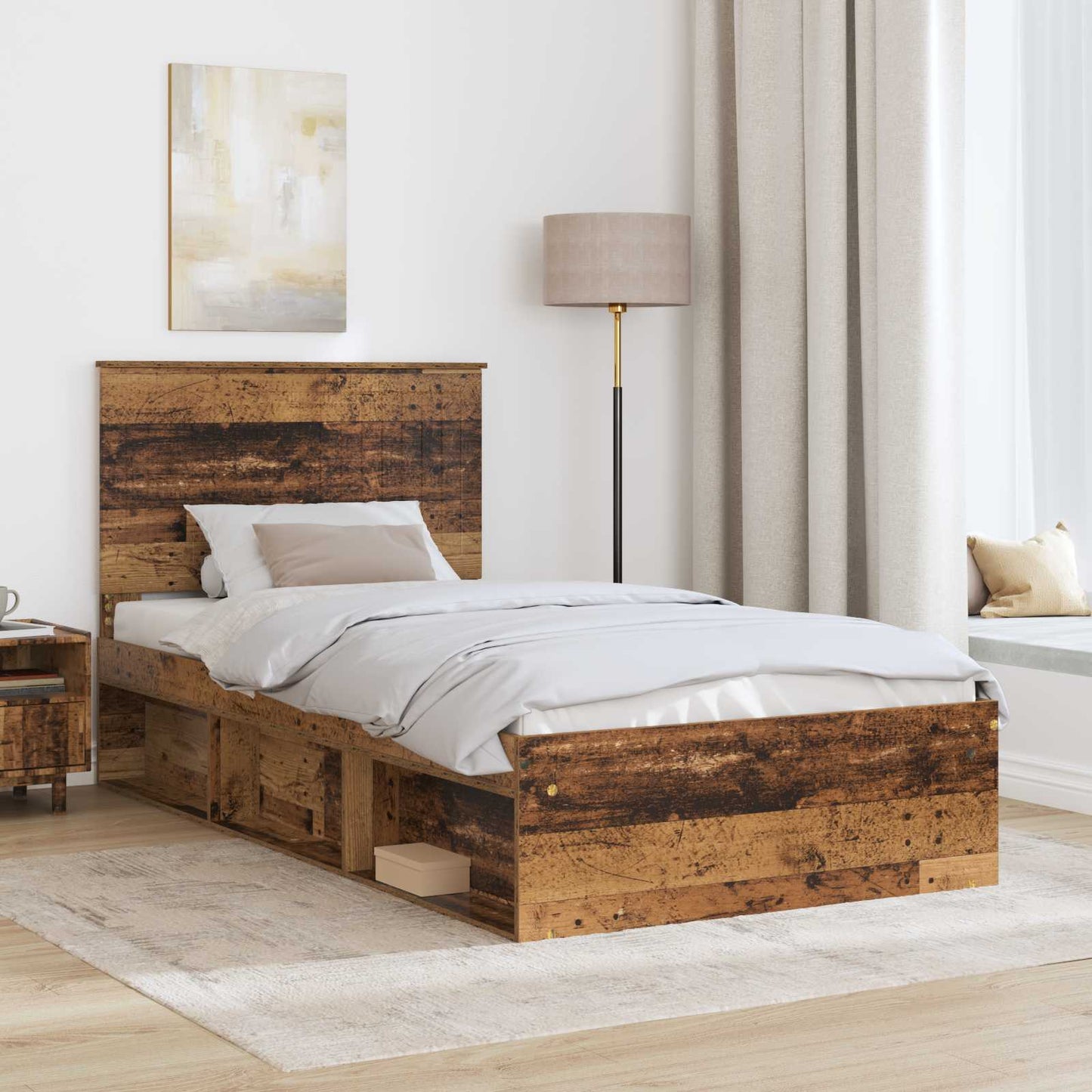 Sengestamme med hodegjerde Gammelt tre 100 x 200 cm Massiv furu