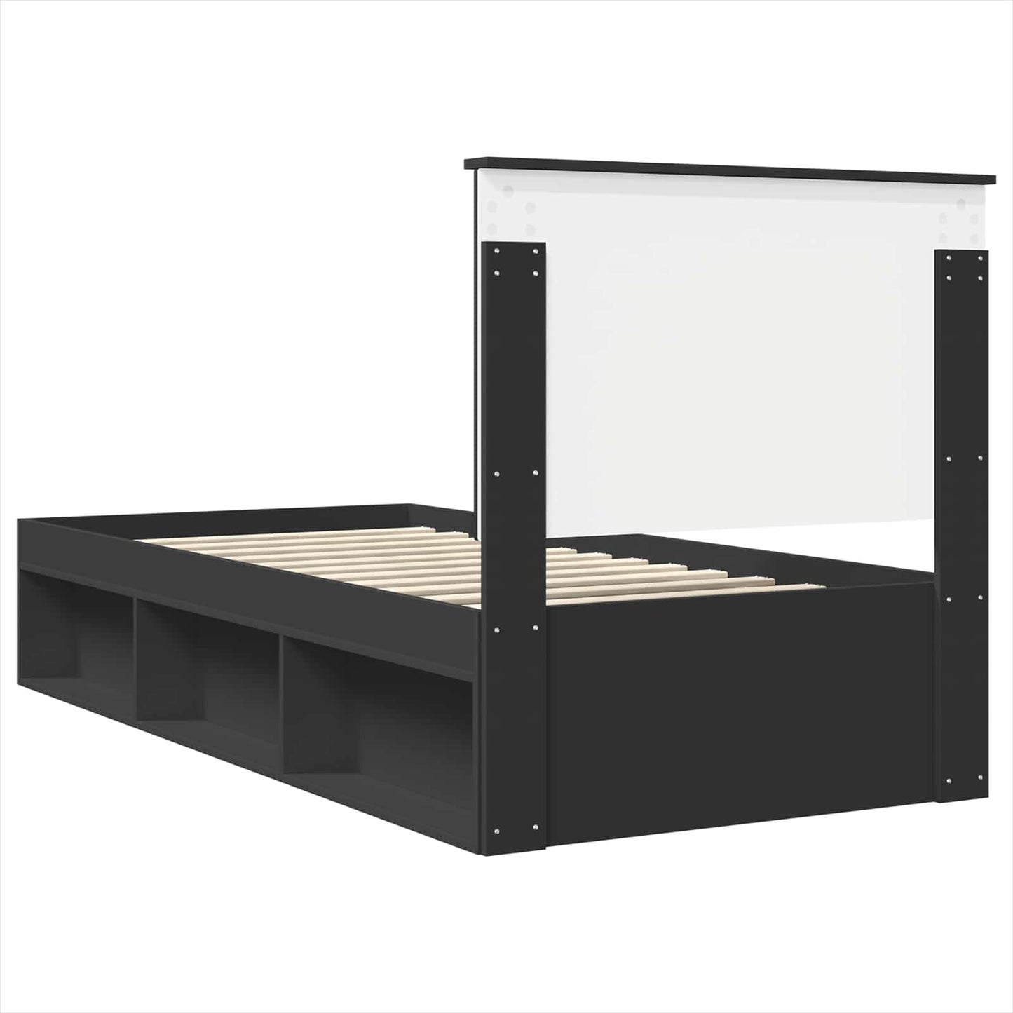 Sengestamme med hodegjerde Svart 90 x 200 cm Massiv furu